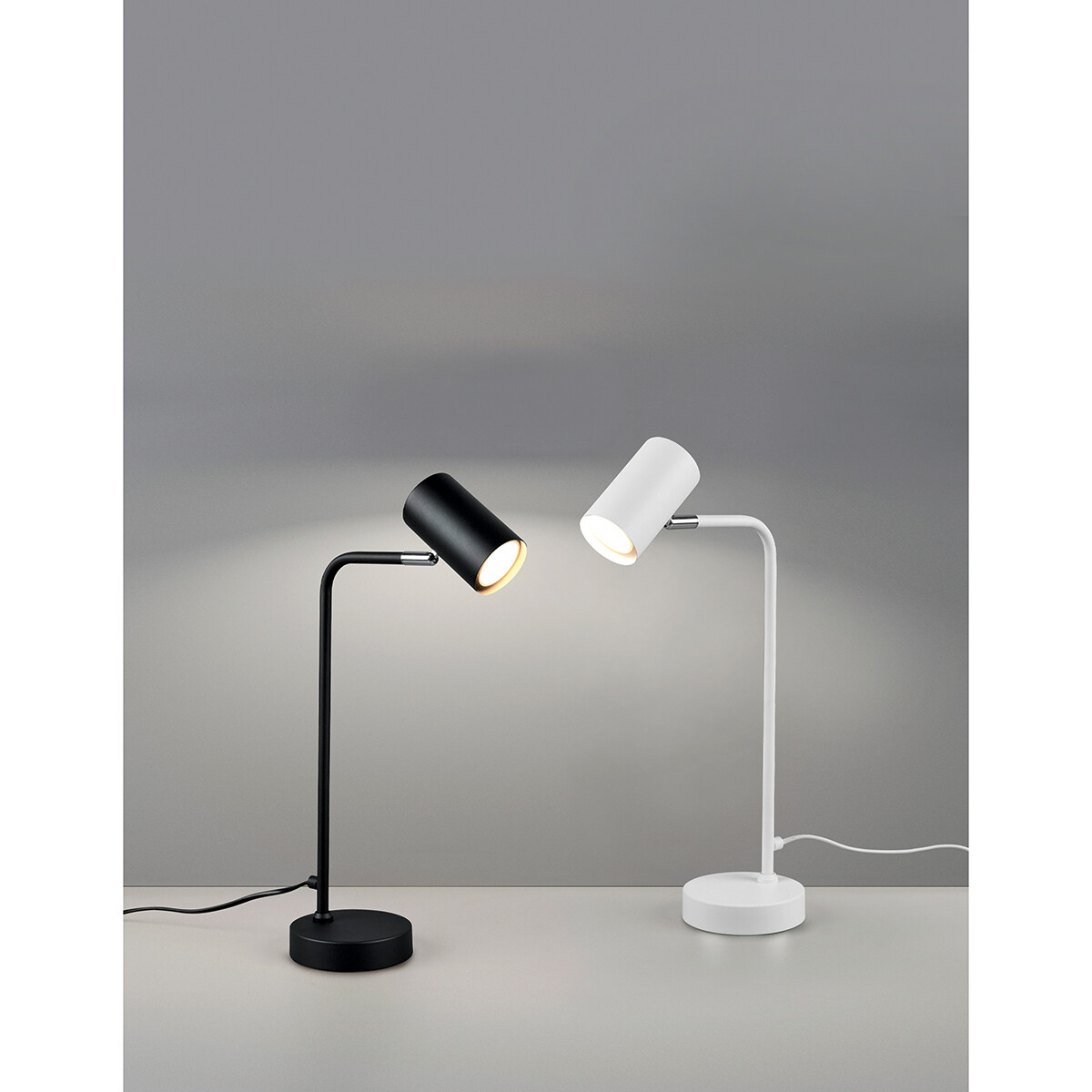 LED Bureaulamp - Tafelverlichting - Trion Milona - GU10 Fitting - Rond - Mat Wit - Aluminium