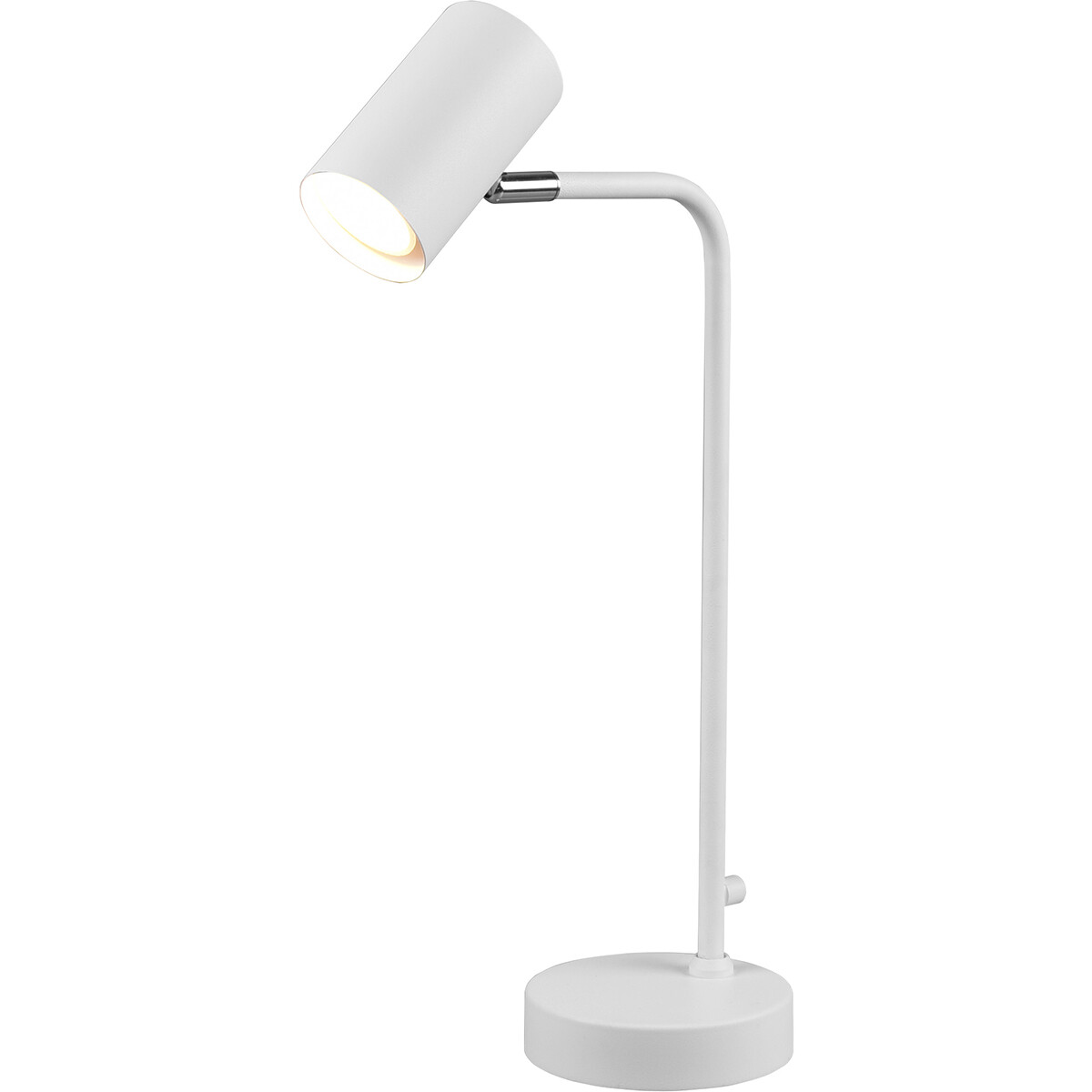 LED Bureaulamp - Tafelverlichting - Trion Milona - GU10 Fitting - Rond - Mat Wit - Aluminium