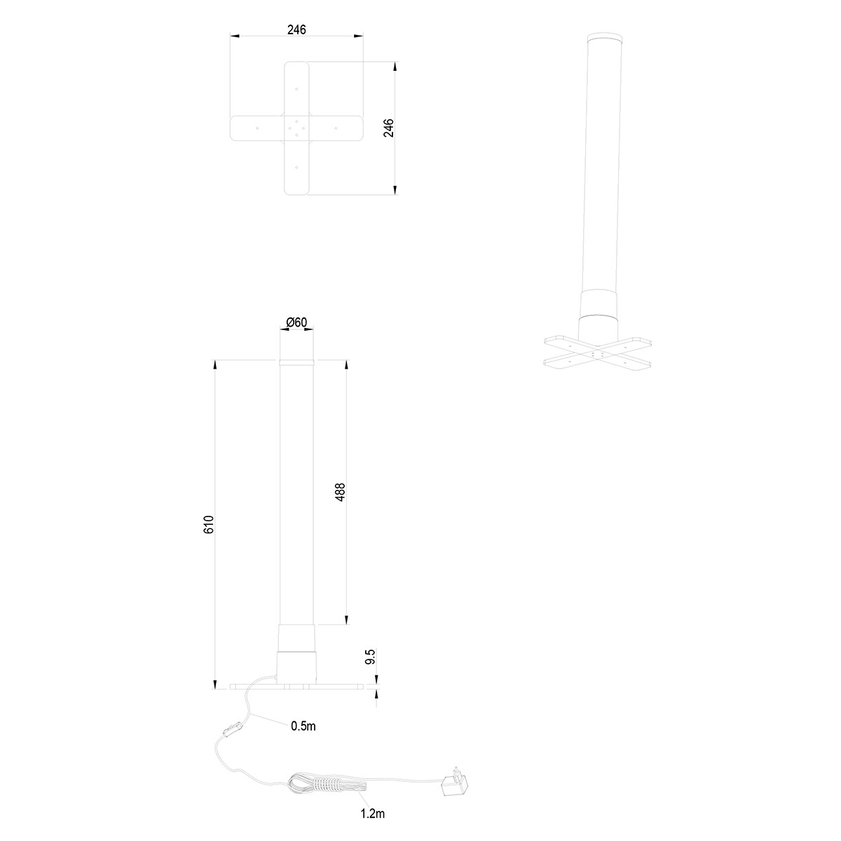 LED Tafellamp - Tafelverlichting - Trion Moty - 2W - Warm Wit 3000K - RGB - Rond - Mat Titaan - Kunststof