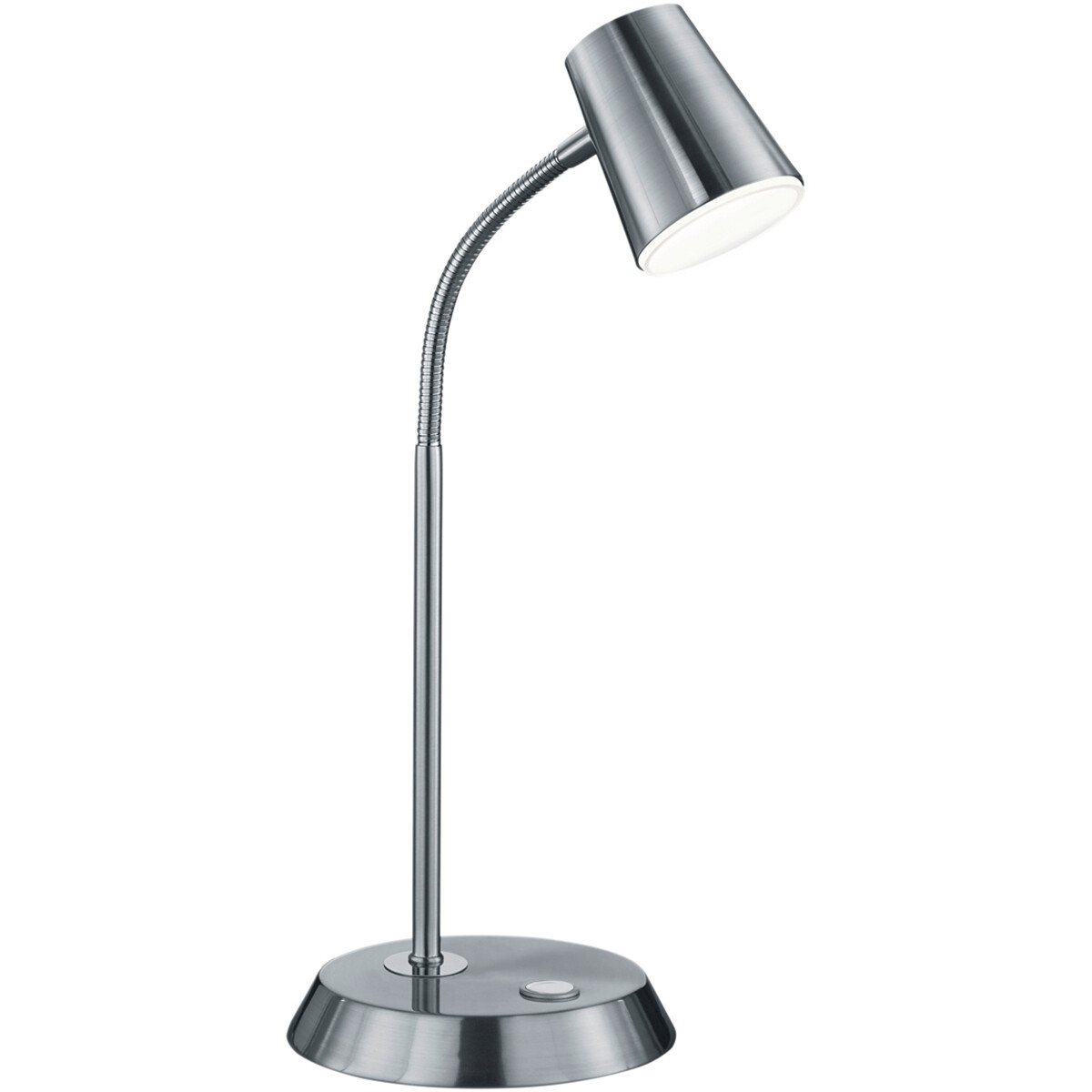 LED Bureaulamp - Tafelverlichting - Trion Narca - 4W - Warm Wit 3000K - Rond - Mat Nikkel - Aluminium