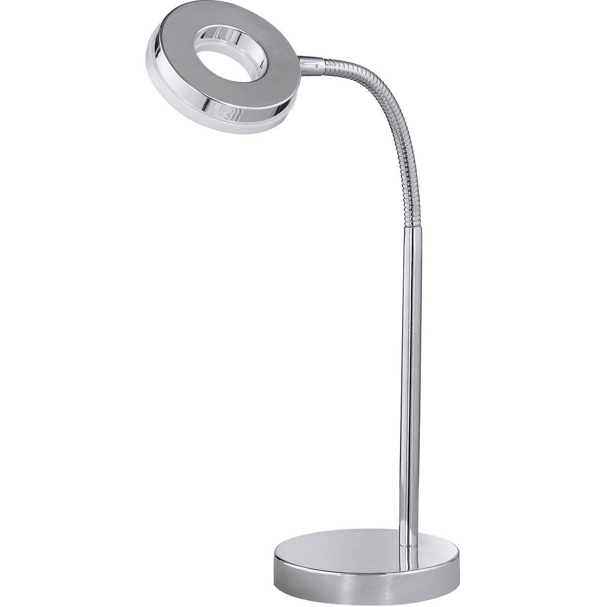 LED Bureaulamp - Tafelverlichting - Trion Renny - 4W - Warm Wit 3000K - Rond - Glans Chroom - Aluminium