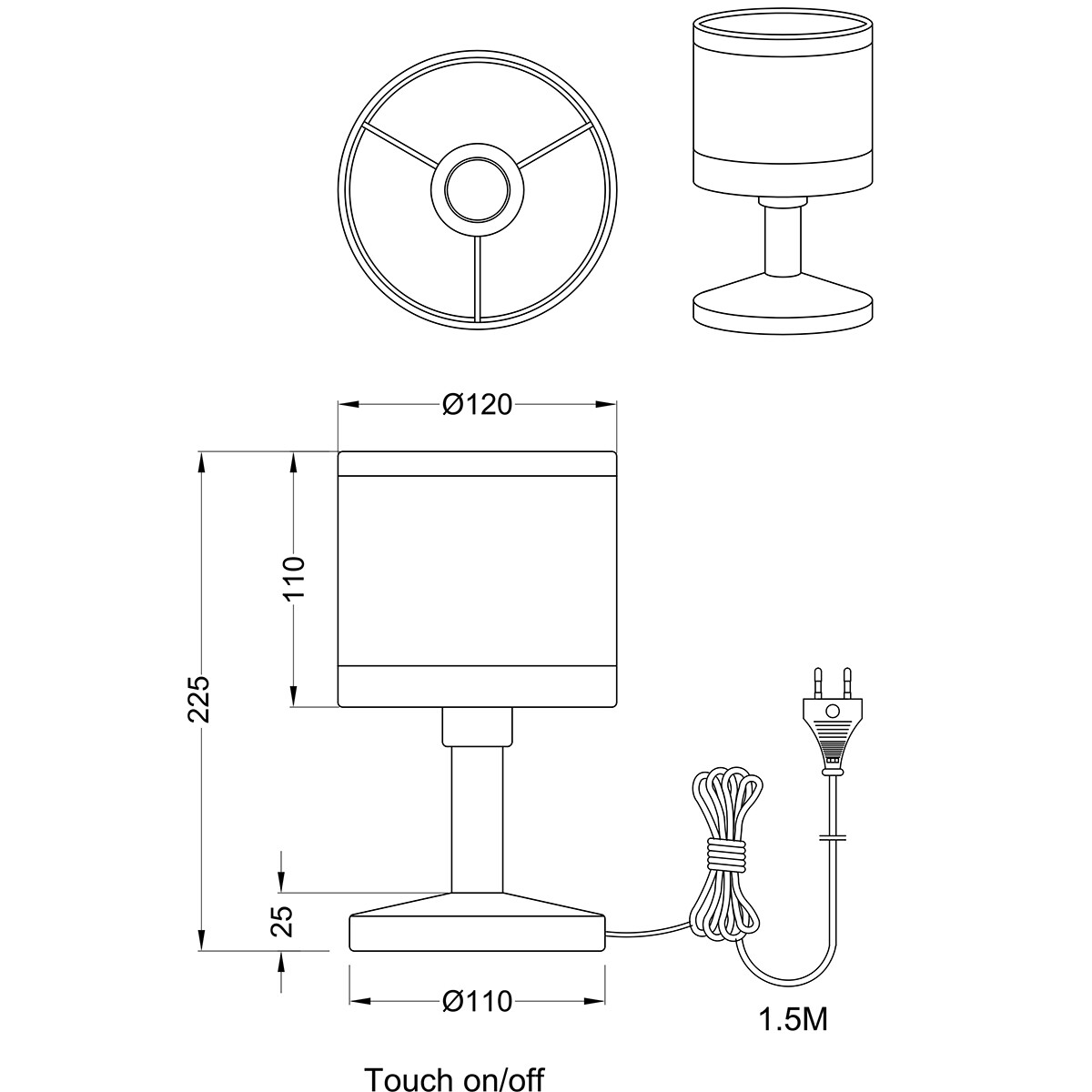 LED Tafellamp - Tafelverlichting - Trion Vamos - E14 Fitting - Rond - Chroom - Metaal