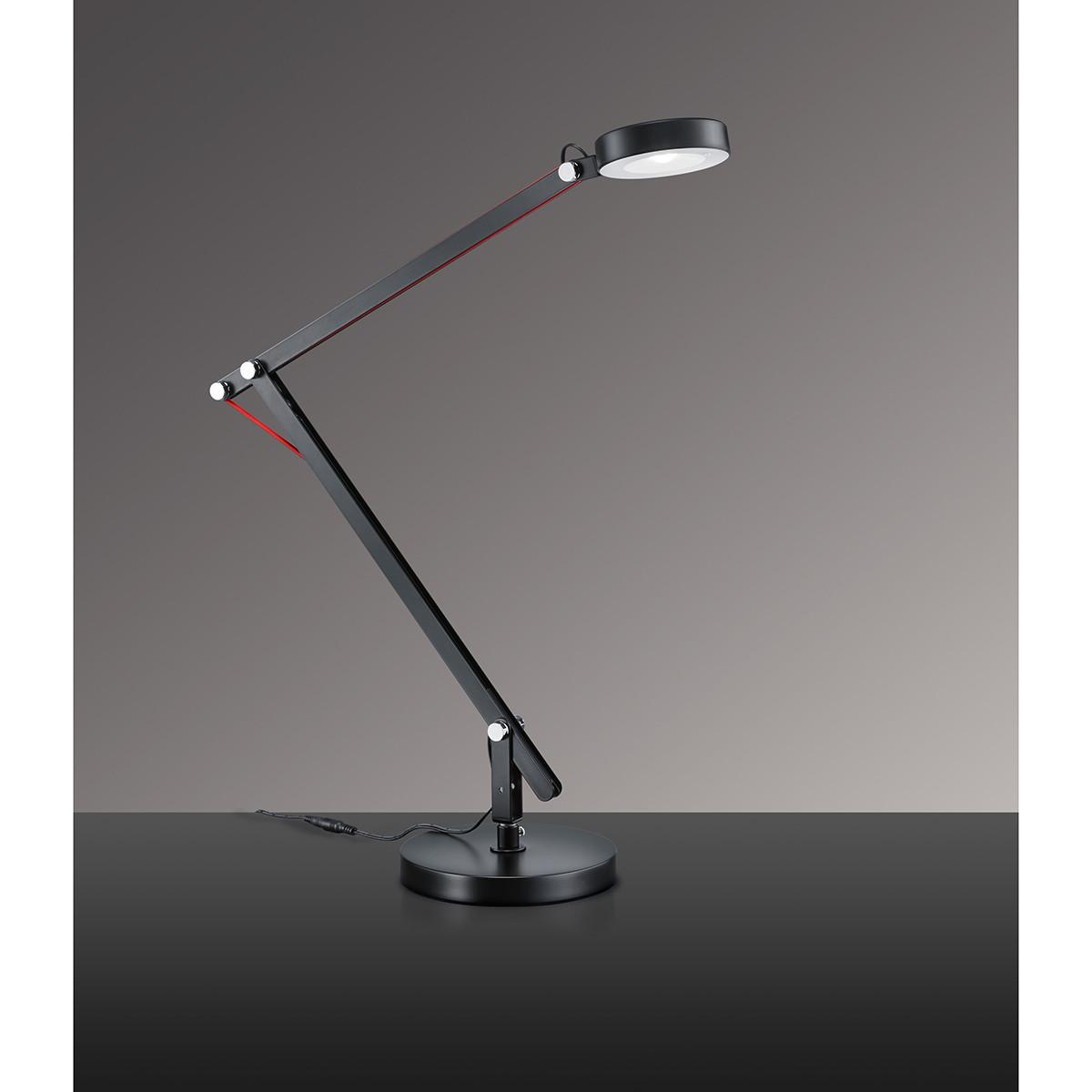 LED Bureaulamp - Trion Amsty - 5W - Warm Wit 3000K - Rond - Glans Zwart - Aluminium