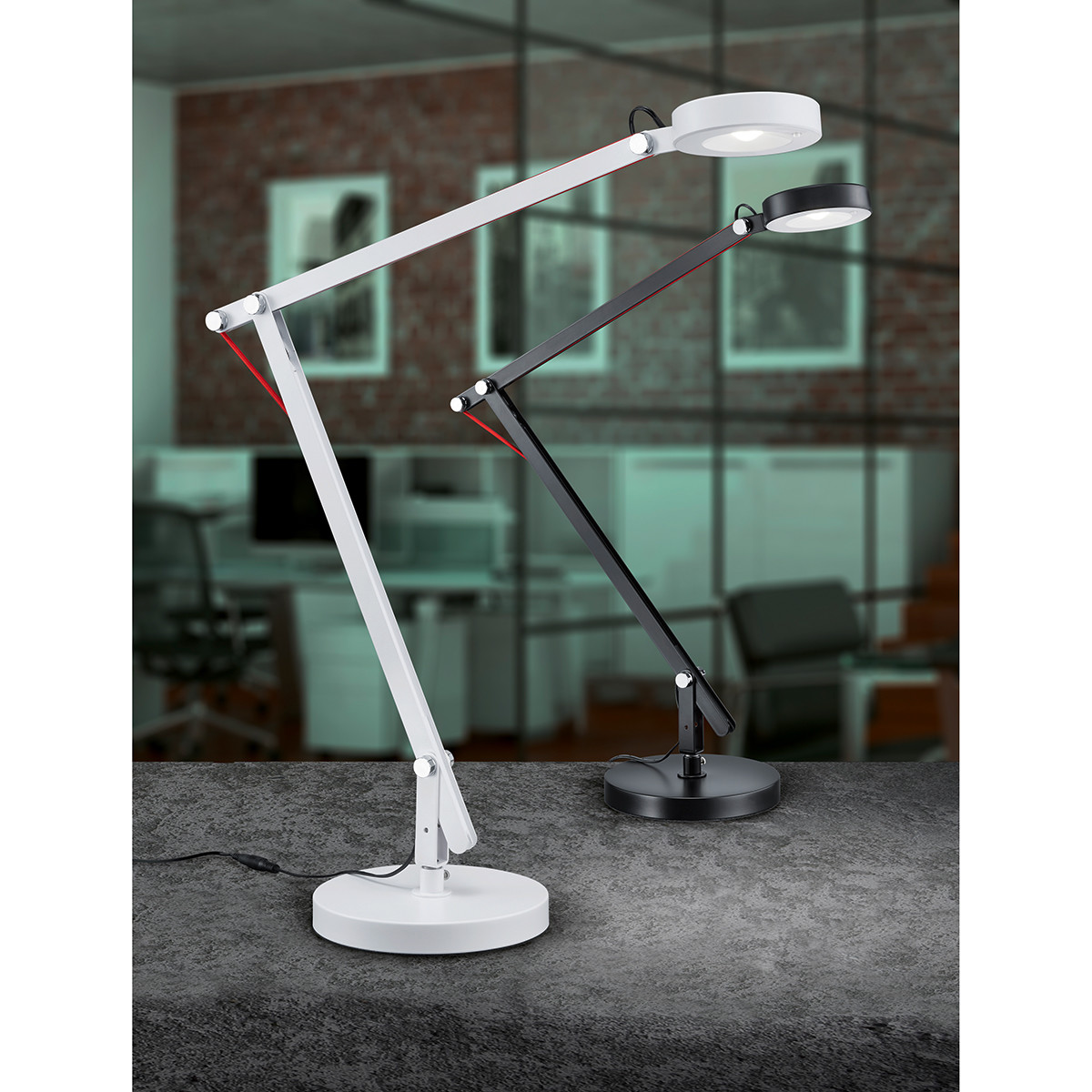 LED Bureaulamp - Trion Amsty - 5W - Warm Wit 3000K - Rond - Glans Zwart - Aluminium