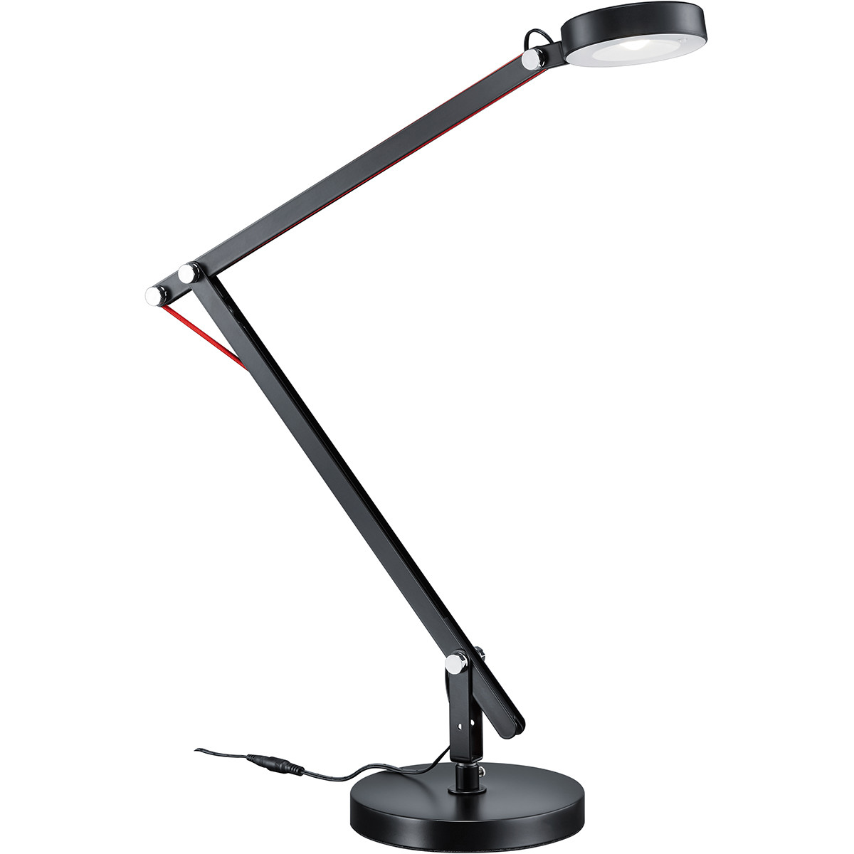 LED Bureaulamp - Trion Amsty - 5W - Warm Wit 3000K - Rond - Glans Zwart - Aluminium