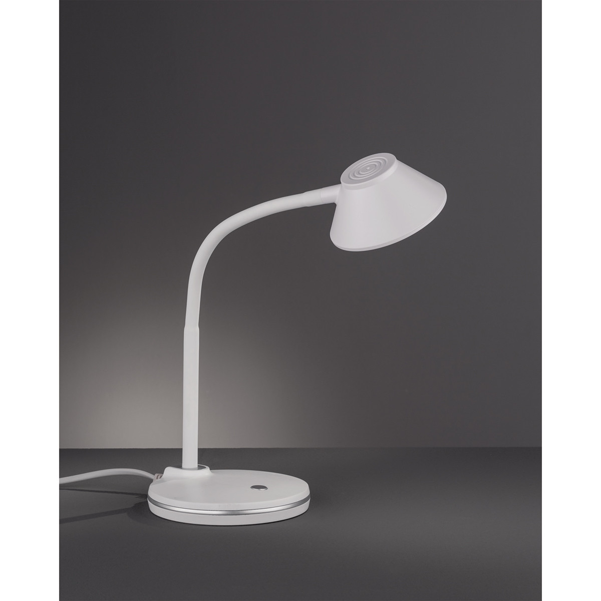 LED Bureaulamp - Trion Berony - 3W - Warm Wit 3000K - Rond - Flexibele Arm - Mat Wit - Kunststof