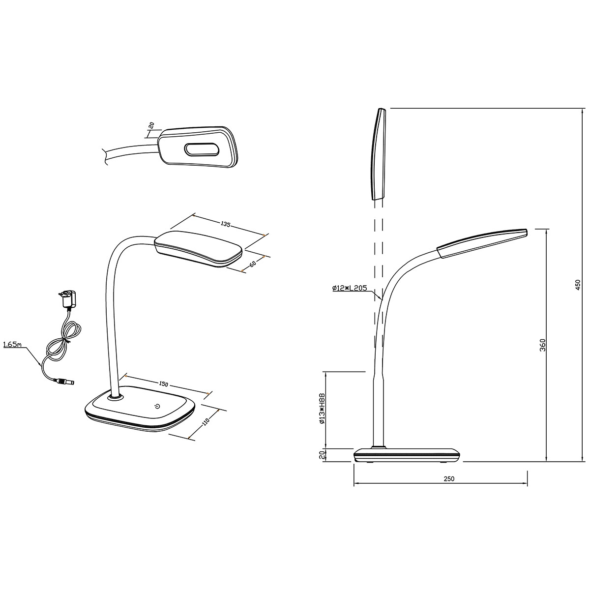 LED Bureaulamp - Trion Bolina - 3W - Warm Wit 3000K - Dimbaar - Rechthoek - Glans Groen - Kunststof