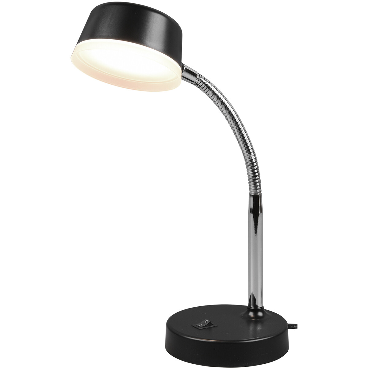 LED Bureaulamp - Trion Kiki - 4W - Warm Wit 3000K - Rond - Mat Zwart - Kunststof