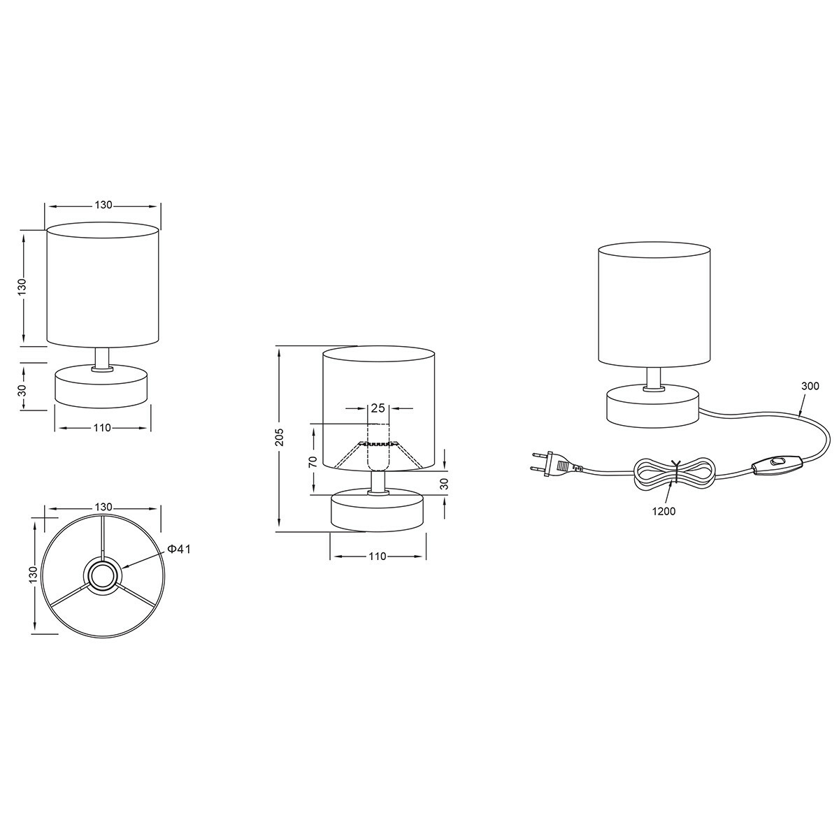 LED Tafellamp - Trion Maria - E14 Fitting - Rond - Mat Bruin - Keramiek