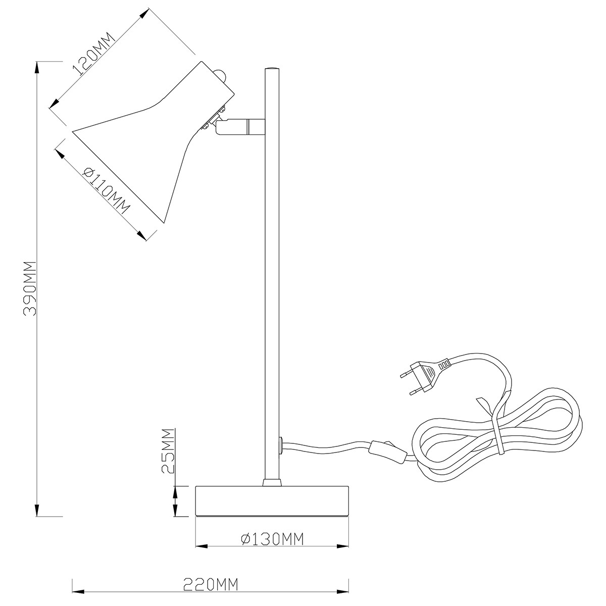 LED Bureaulamp - E14 Fitting - Rond - Mat Zwart/Goud - Aluminium