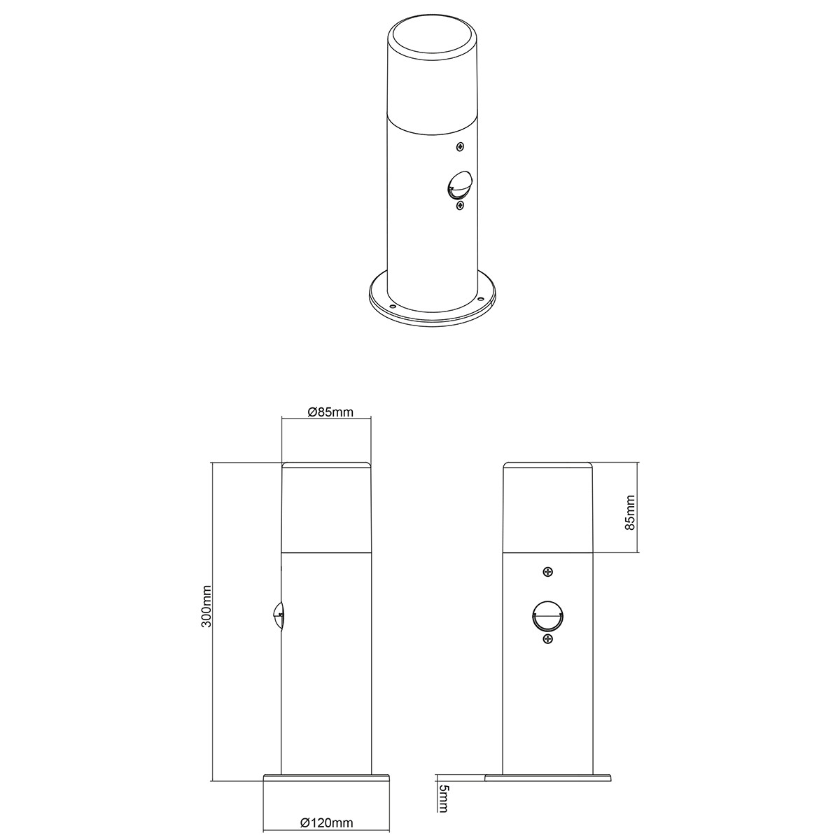 LED Tuinverlichting met Bewegingssensor - Staand Buitenlamp - Trion Hosina - E27 Fitting - Spatwaterdicht IP44 - Mat Antraciet - Aluminium