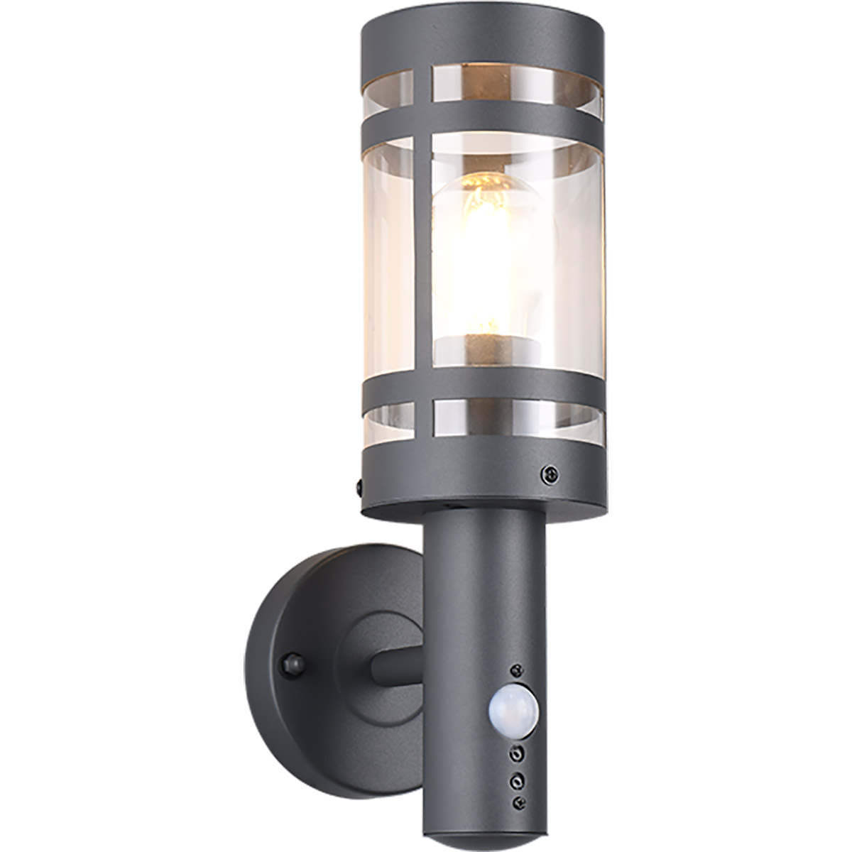 LED Tuinverlichting - Buitenlamp - Wandlamp - Trion Paulo - E27 Fitting - Bewegingssensor - Antraciet - Metaal