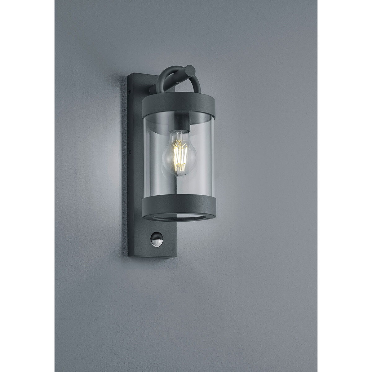 LED Tuinverlichting met Bewegingssensor - Wandlamp Buitenlamp - Trion Semby - E27 Fitting - Spatwaterdicht IP44 - Mat Antraciet - Aluminium