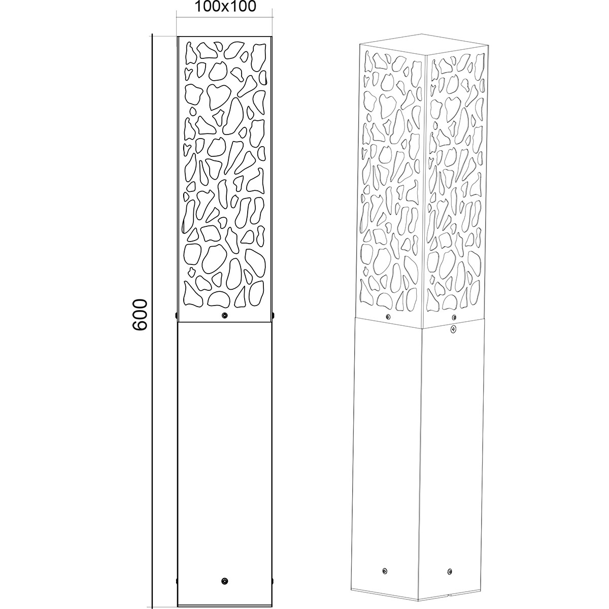 LED Tuinverlichting - Staande Buitenlamp - Trion Kaca - E27 Fitting - Rechthoek - Mat Antraciet - RVS