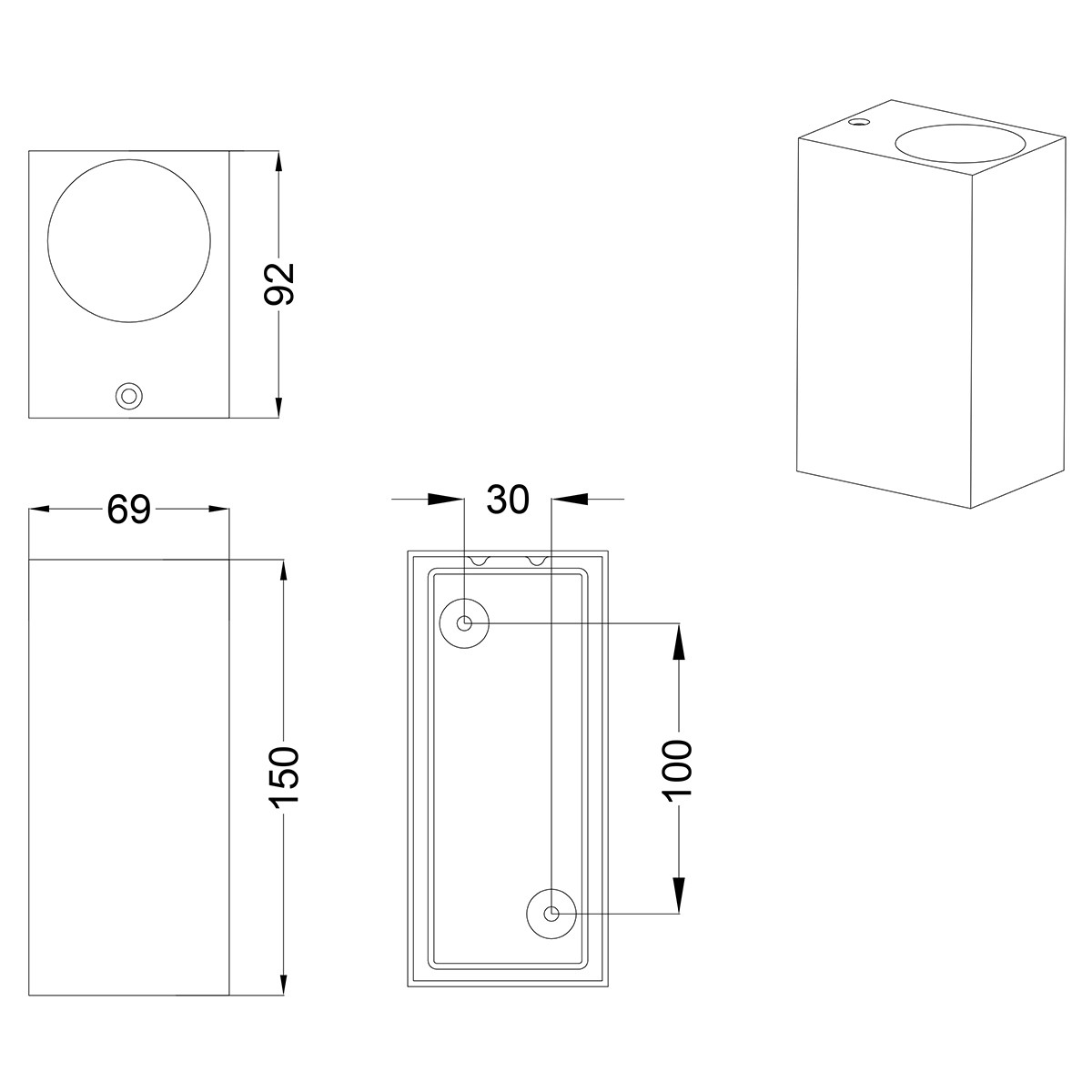 LED Tuinverlichting - Buitenlamp - Trion Royina Up and Down - GU10 Fitting - Spatwaterdicht IP44 - Rechthoek - Mat Antraciet - Aluminium