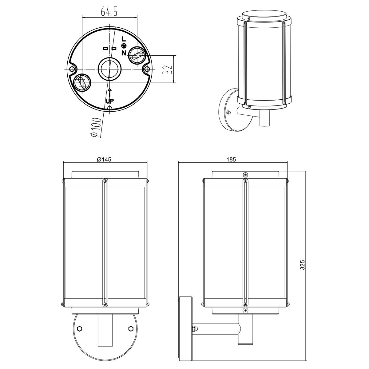 LED Tuinverlichting - Wandlamp - Buitenlamp - Trion Taniron - E27 Fitting - Spatwaterdicht IP44 - Roestkleur - Aluminium