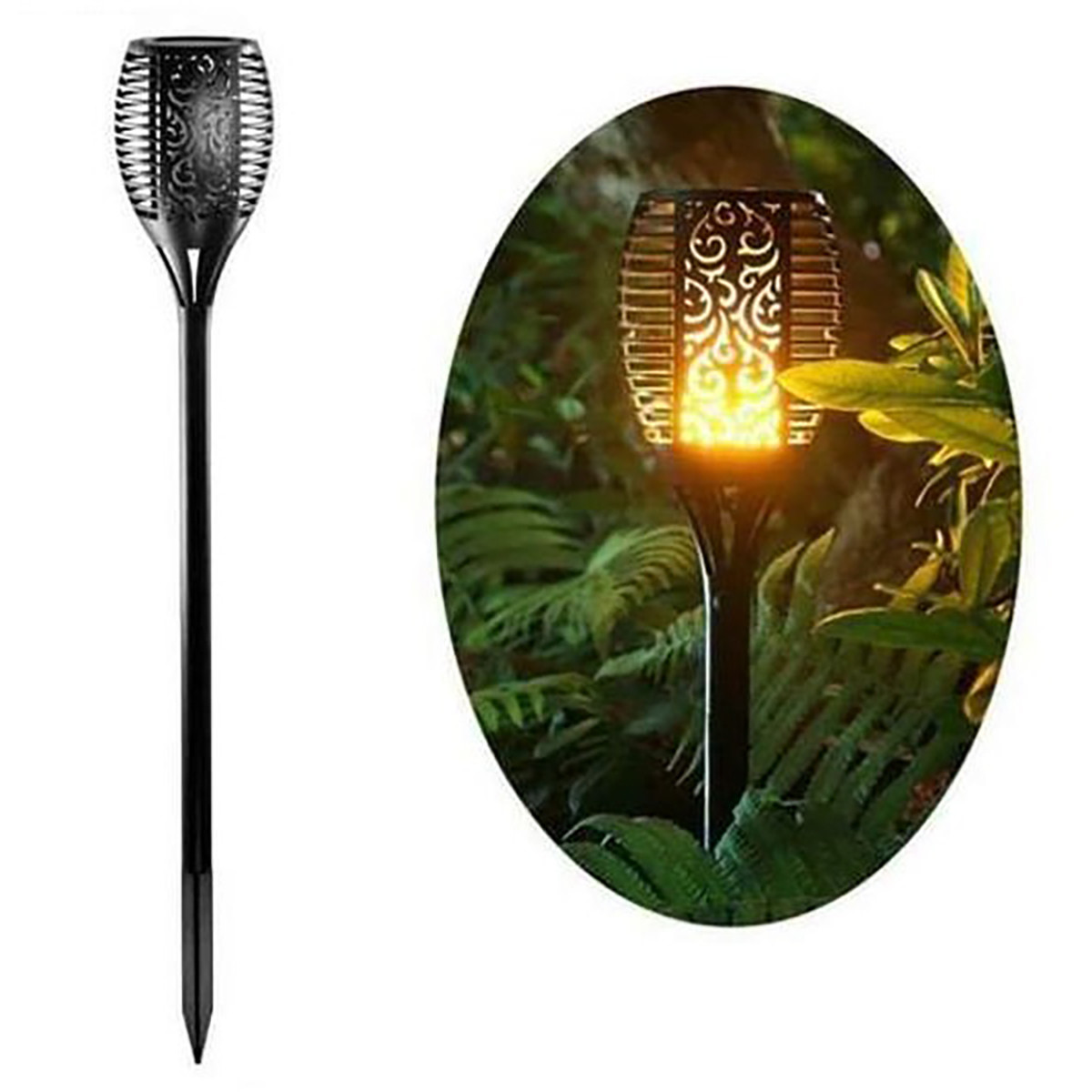 LED Solar Priklamp/Fakkel Tuinverlichting met Zonne-energie - Aptoza Torky - Dag en Nacht Sensor - 0.2W - Mat Zwart - Kunststof