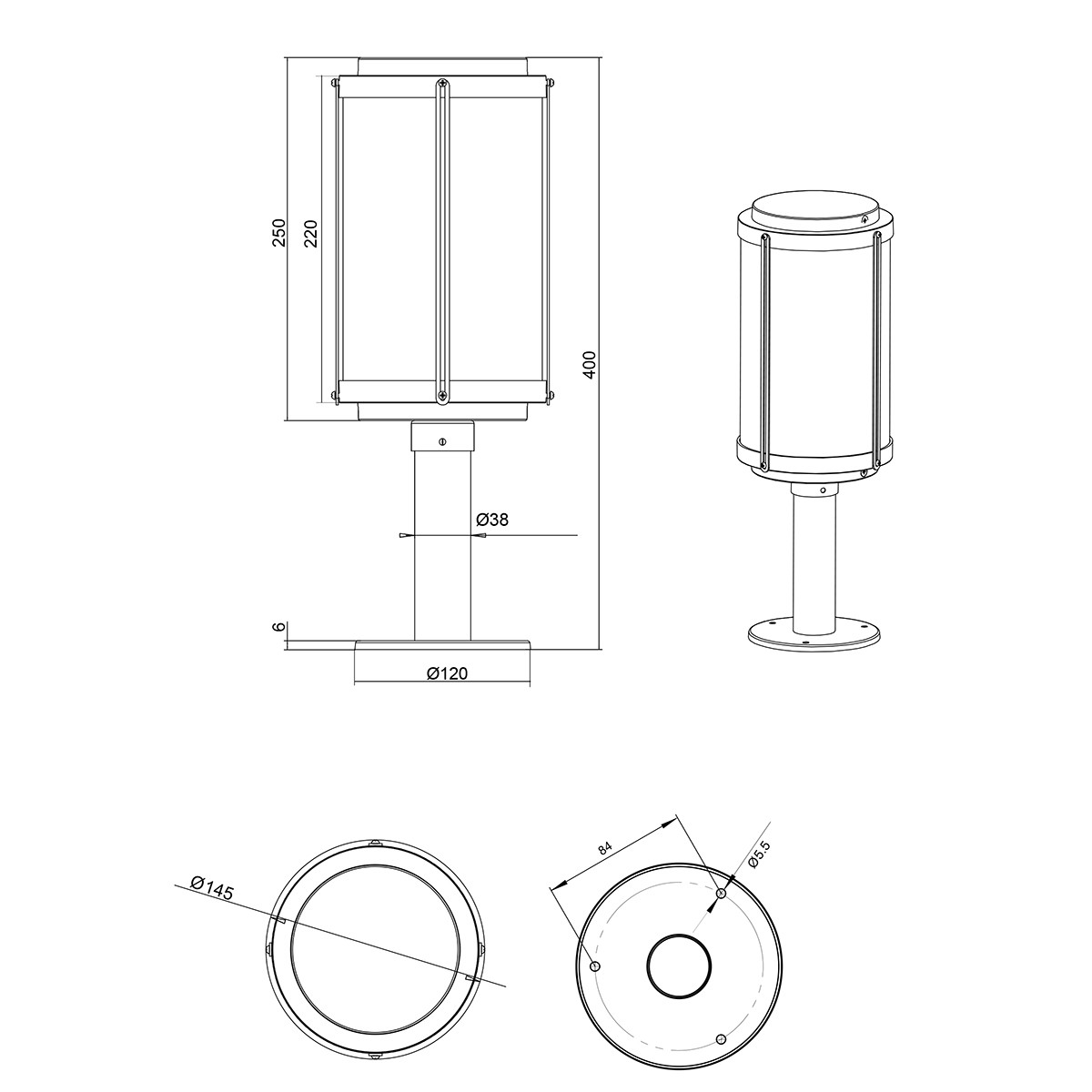 LED Tuinverlichting - Staand - Buitenlamp - Trion Taniron - E27 Fitting - Spatwaterdicht IP44 - Mat Antraciet - Aluminium