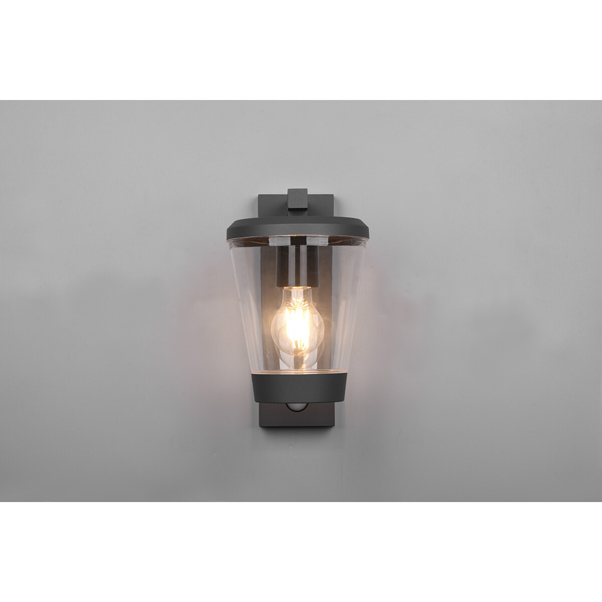 LED Tuinverlichting met Bewegingssensor - Wandlamp - Trion Civonu - E27 Fitting - Spatwaterdicht IP44 - Rond - Mat Antraciet - Aluminium