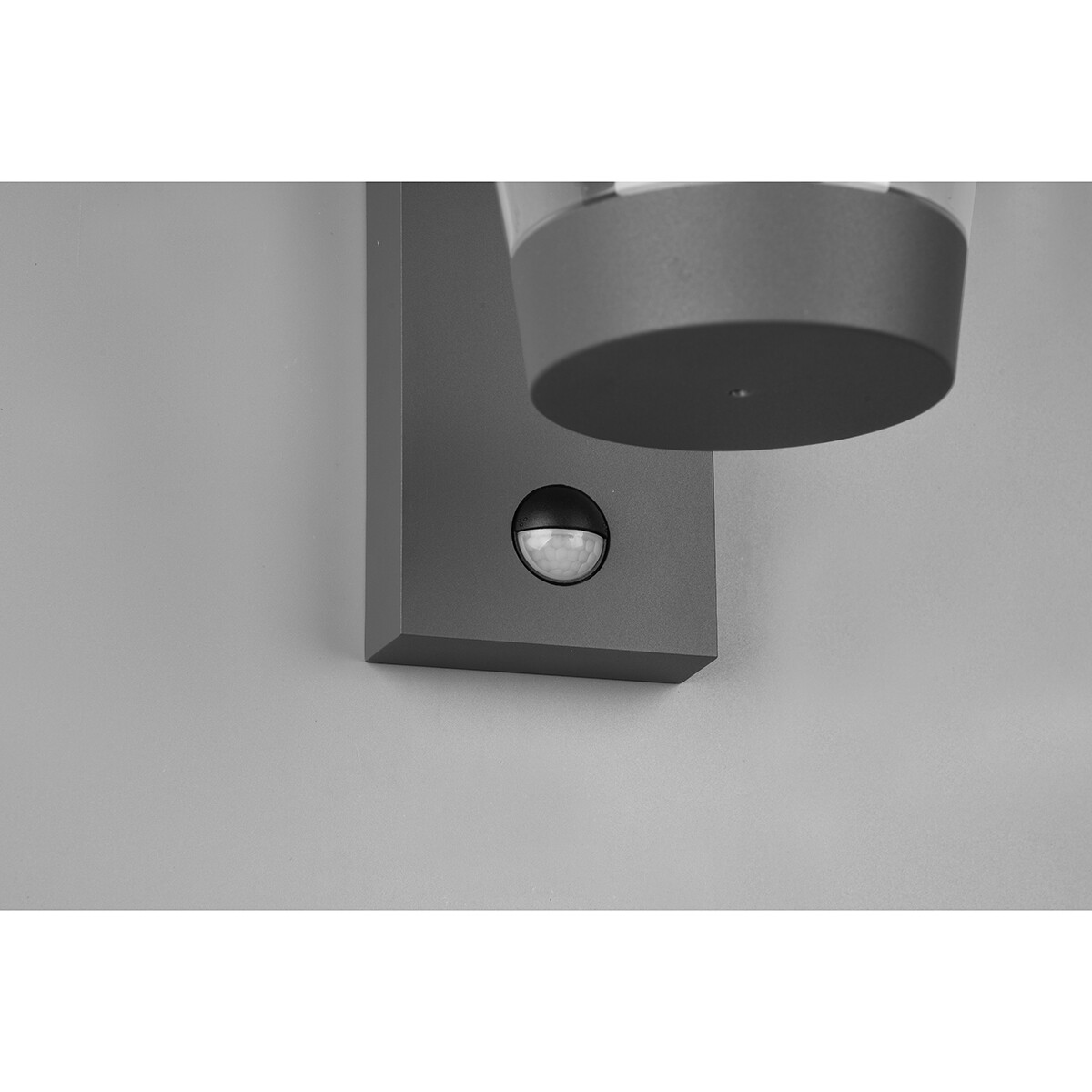 LED Tuinverlichting met Bewegingssensor - Wandlamp - Trion Civonu - E27 Fitting - Spatwaterdicht IP44 - Rond - Mat Antraciet - Aluminium