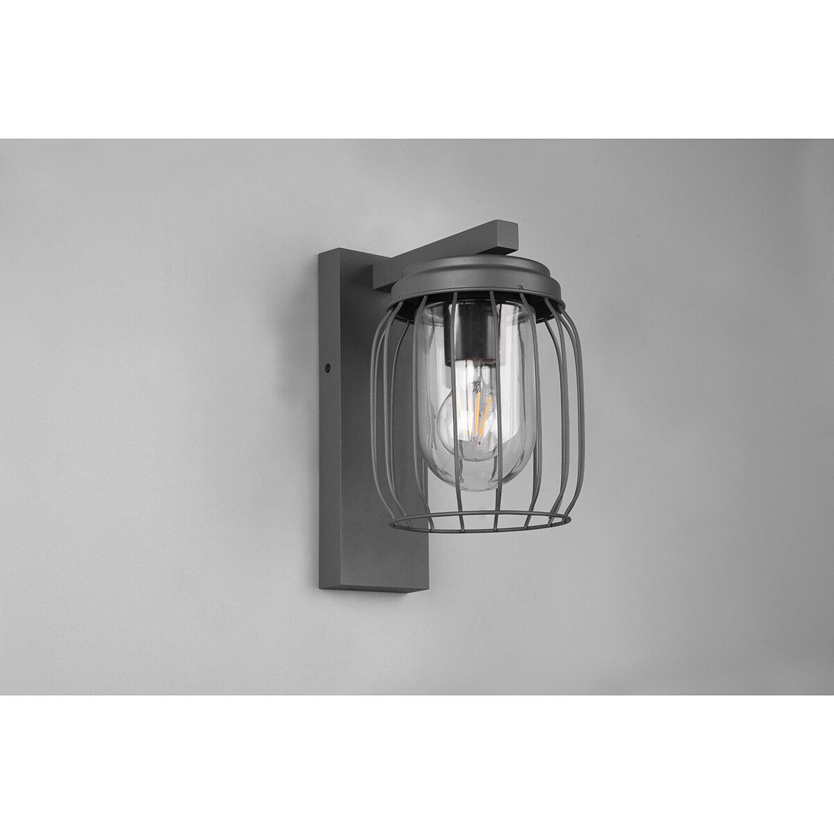 LED Tuinverlichting - Wandlamp - Trion Tinolo - E27 Fitting - Rond - Spatwaterdicht IP44 - Mat Antraciet - Aluminium