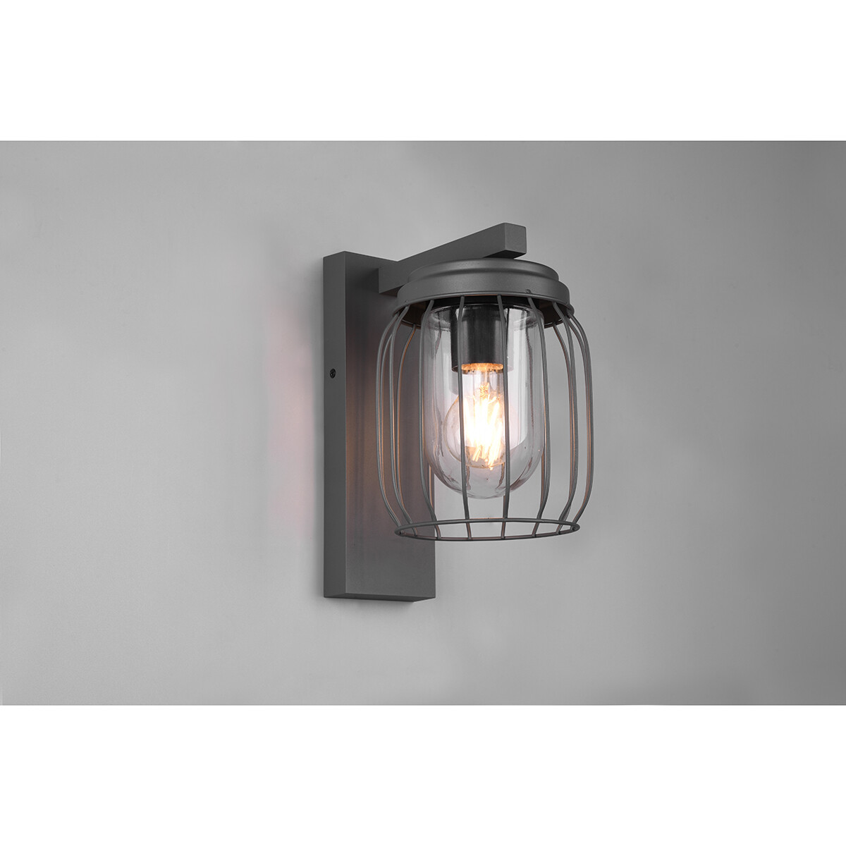 LED Tuinverlichting - Wandlamp - Trion Tinolo - E27 Fitting - Rond - Spatwaterdicht IP44 - Mat Antraciet - Aluminium