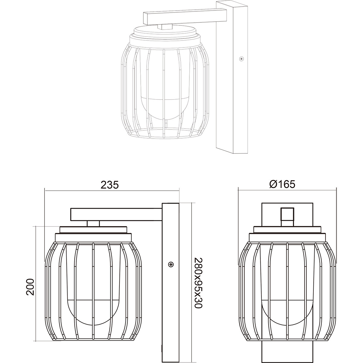 LED Tuinverlichting - Wandlamp - Trion Tinolo - E27 Fitting - Rond - Spatwaterdicht IP44 - Mat Antraciet - Aluminium