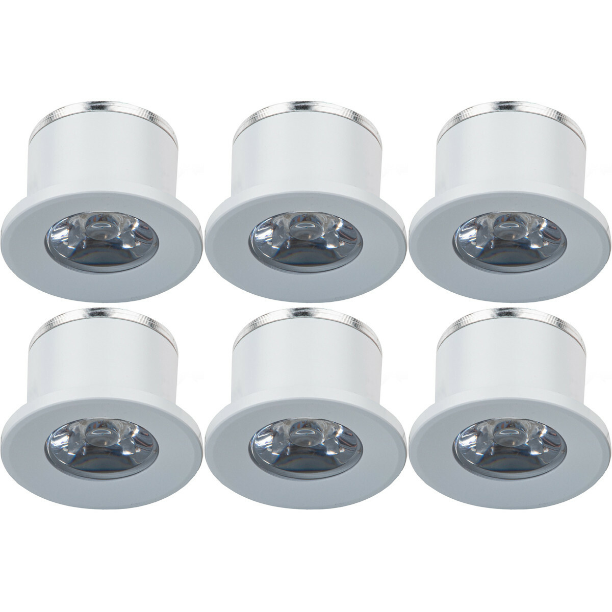 LED Veranda Spot Verlichting 6 Pack - Velvalux - 1W - Natuurlijk Wit 4000K - Inbouw - Dimbaar - Rond - Mat Wit - Aluminium - Ø31mm