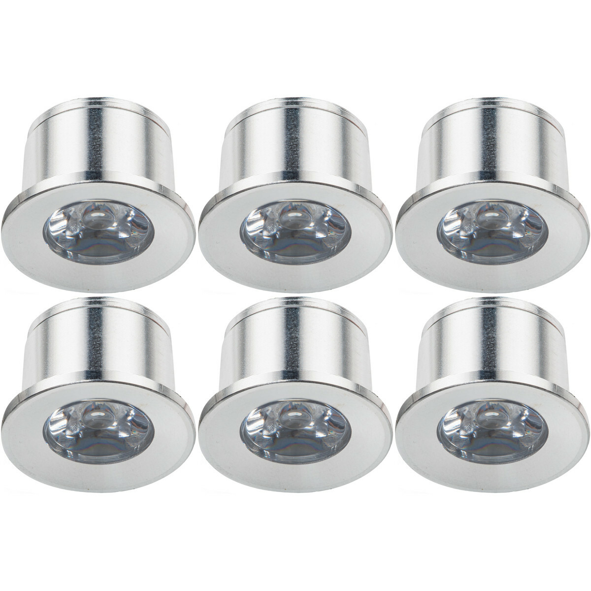 LED Veranda Spot Verlichting 6 Pack - Velvalux - 1W - Natuurlijk Wit 4000K - Inbouw - Dimbaar - Rond - Mat Zilver - Aluminium - Ø31mm