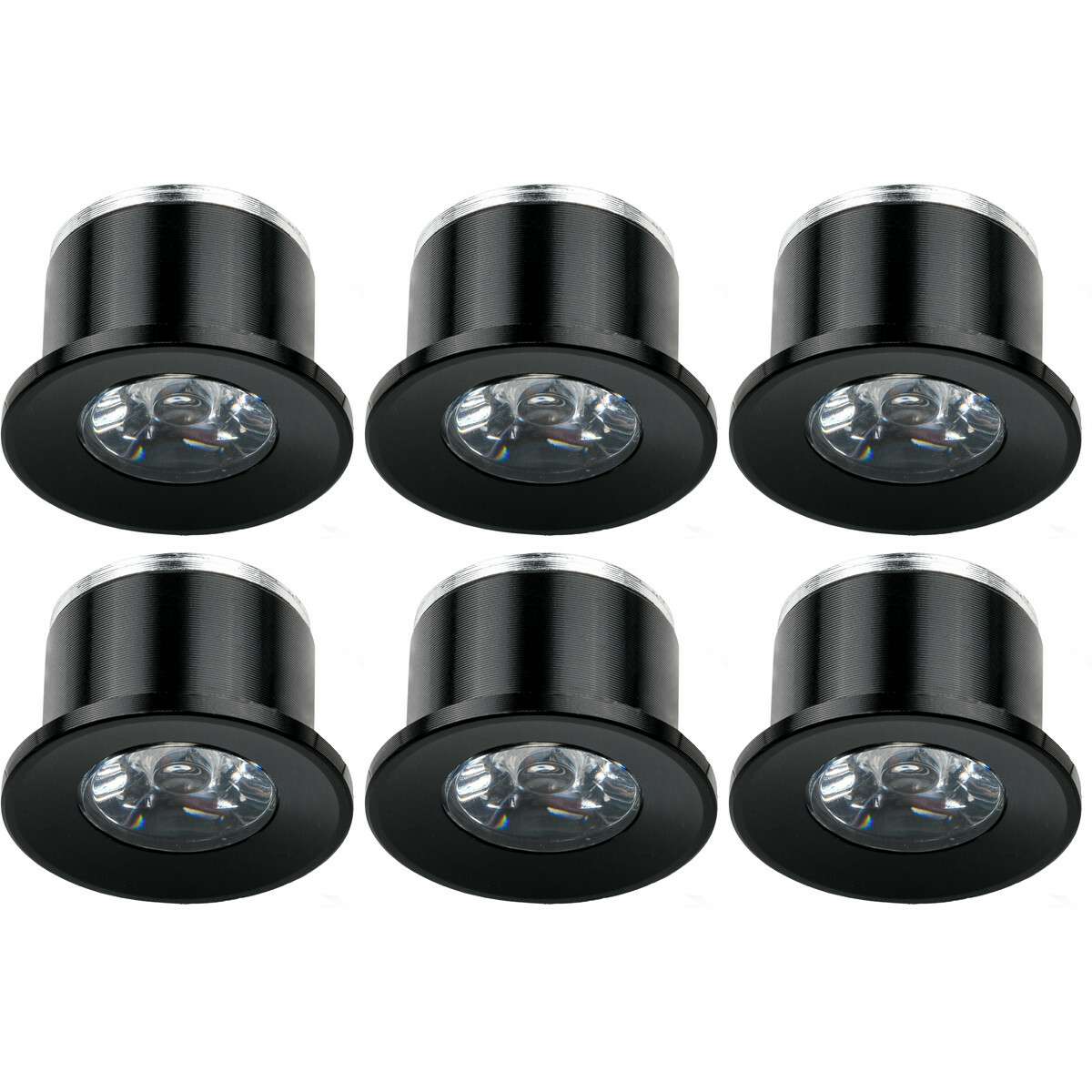 LED Veranda Spot Verlichting 6 Pack - Velvalux - 1W - Natuurlijk Wit 4000K - Inbouw - Dimbaar - Rond - Mat Zwart - Aluminium - Ø31mm