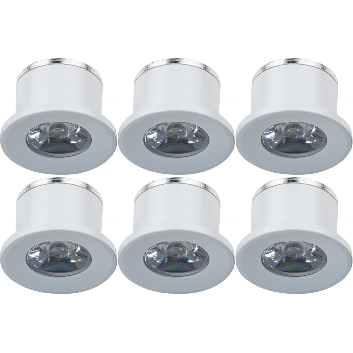 LED Veranda Spot Verlichting 6 Pack - Velvalux - 1W - Warm Wit 3000K - Inbouw - Rond - Mat Wit - Aluminium - Ø31mm