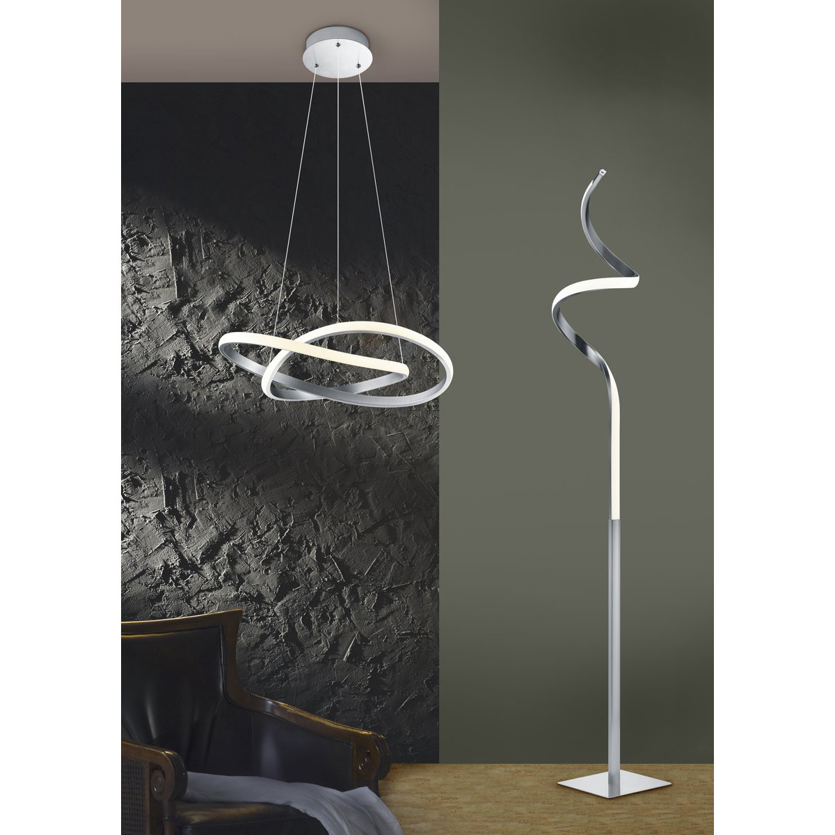 LED Vloerlamp - Trion Corcy - 11W - Warm Wit 3000K - Dimbaar - Rond - Mat Nikkel - Aluminium