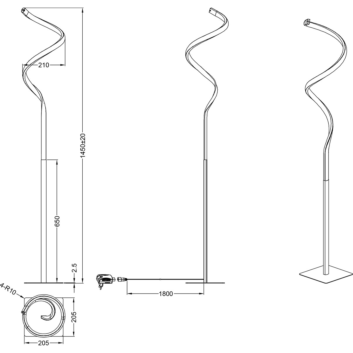 LED Vloerlamp - Trion Corcy - 11W - Warm Wit 3000K - Dimbaar - Rond - Mat Nikkel - Aluminium