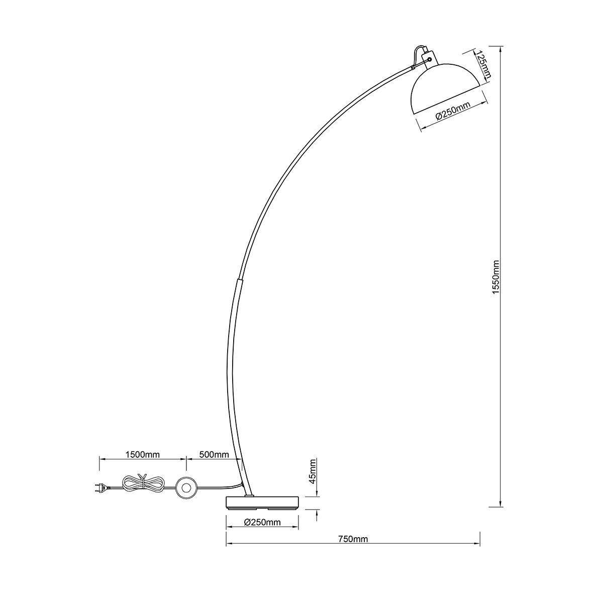 LED Vloerlamp - Trion Recine - E27 Fitting - 1-lichts - Rond - Mat Zwart - Aluminium