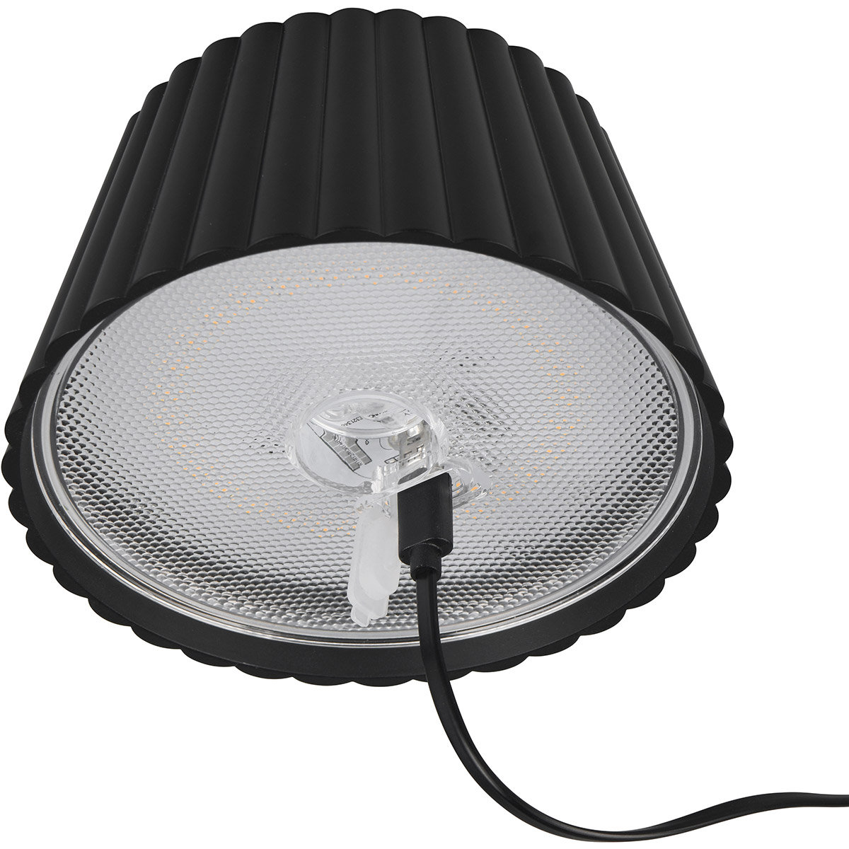 LED Vloerlamp - Trion Uraz - 1.5W - Warm Wit 3000K - Spatwaterdicht IP44 - USB Oplaadbaar - Rond - Mat Zwart - Metaal