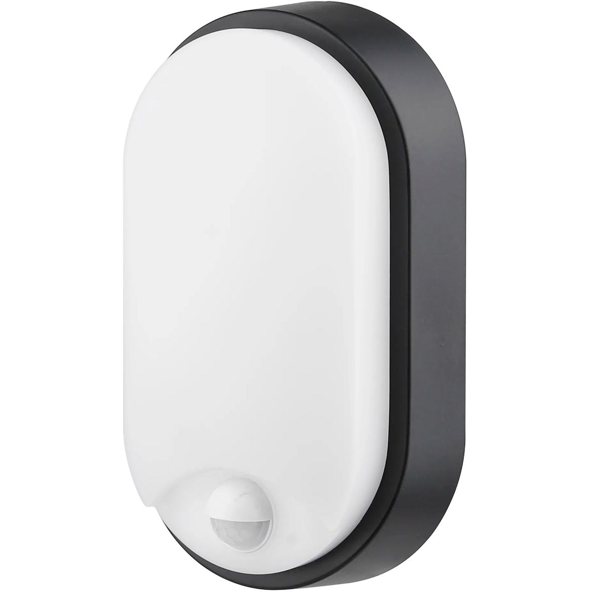 LED Wandlamp met Sensor - Kozolux Porta - 15W 1200lm - Helder/Koud Wit 6500K - IP54 - Ovaal - Zwart