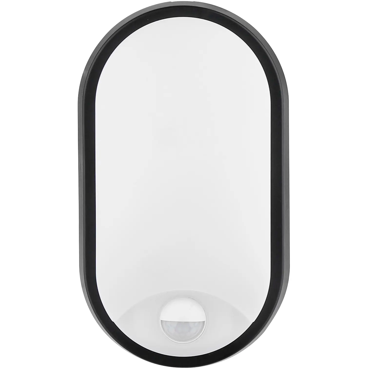 LED Wandlamp met Sensor - Kozolux Porta - 15W 1200lm - Natuurlijk Wit 4500K - IP54 - Ovaal - Zwart