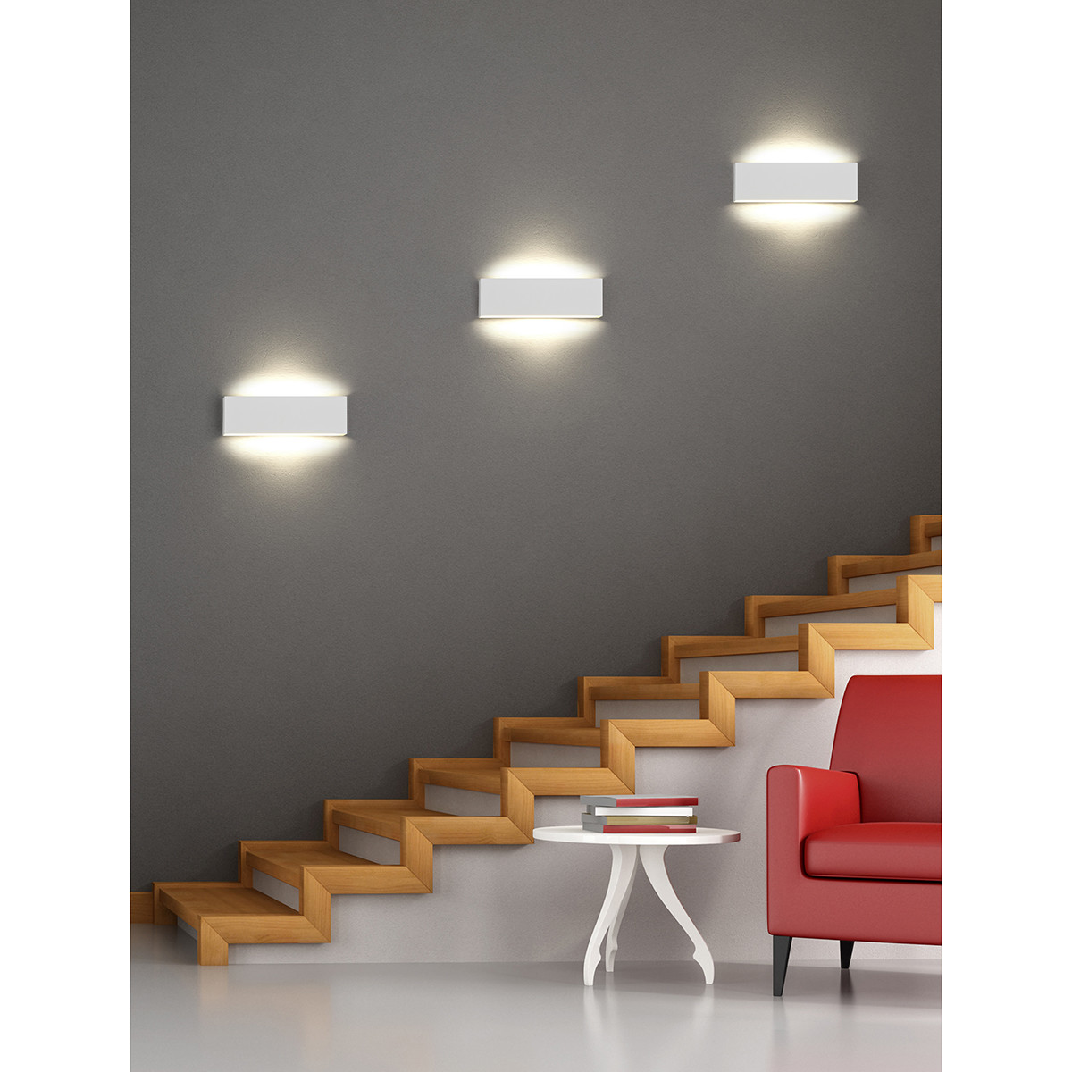 LED Wandlamp - Wandverlichting - Trion Concy - 12W - Warm Wit 3000K - Dimbaar - Rechthoek - Mat Wit - Aluminium