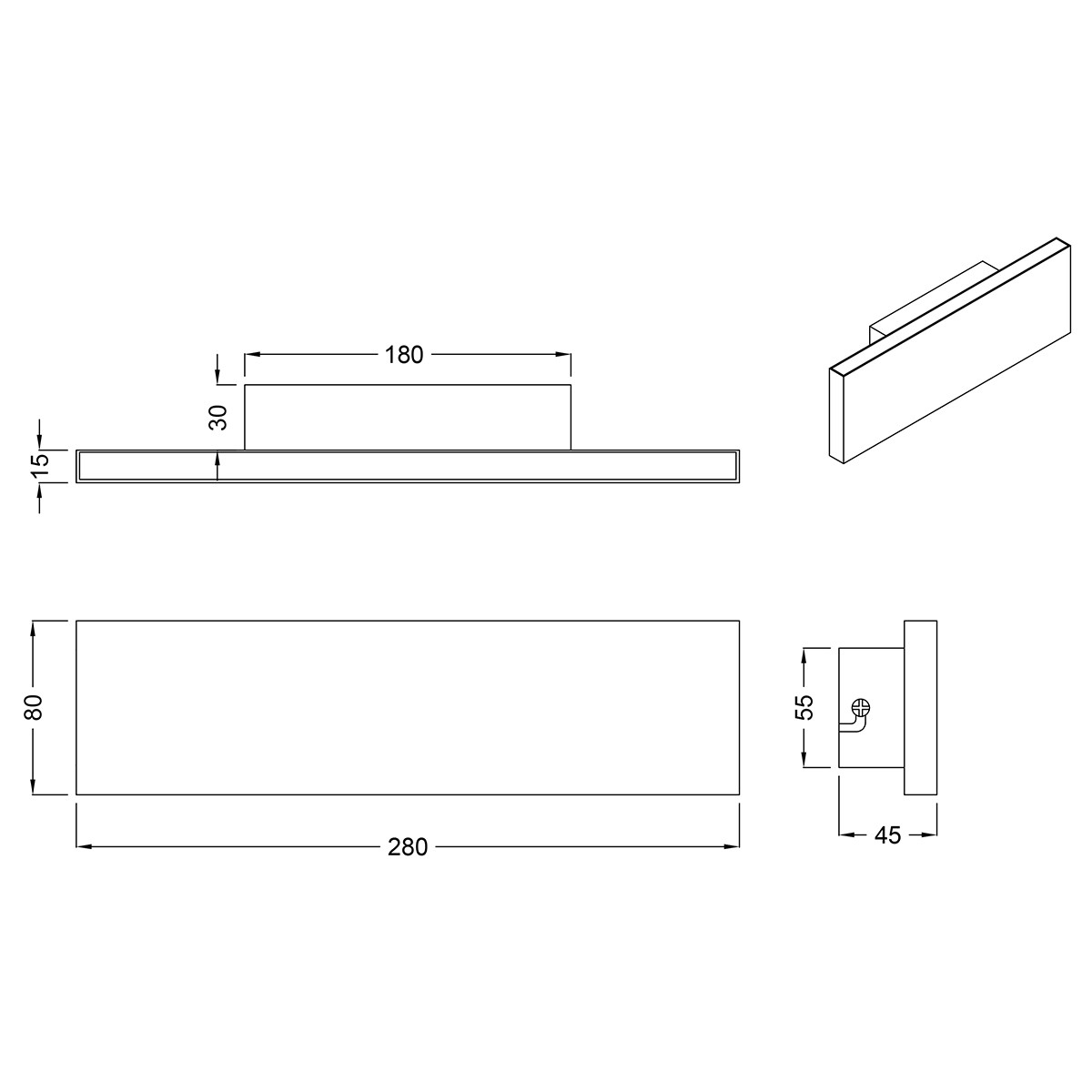 LED Wandlamp - Wandverlichting - Trion Concy - 12W - Warm Wit 3000K - Dimbaar - Rechthoek - Mat Wit - Aluminium