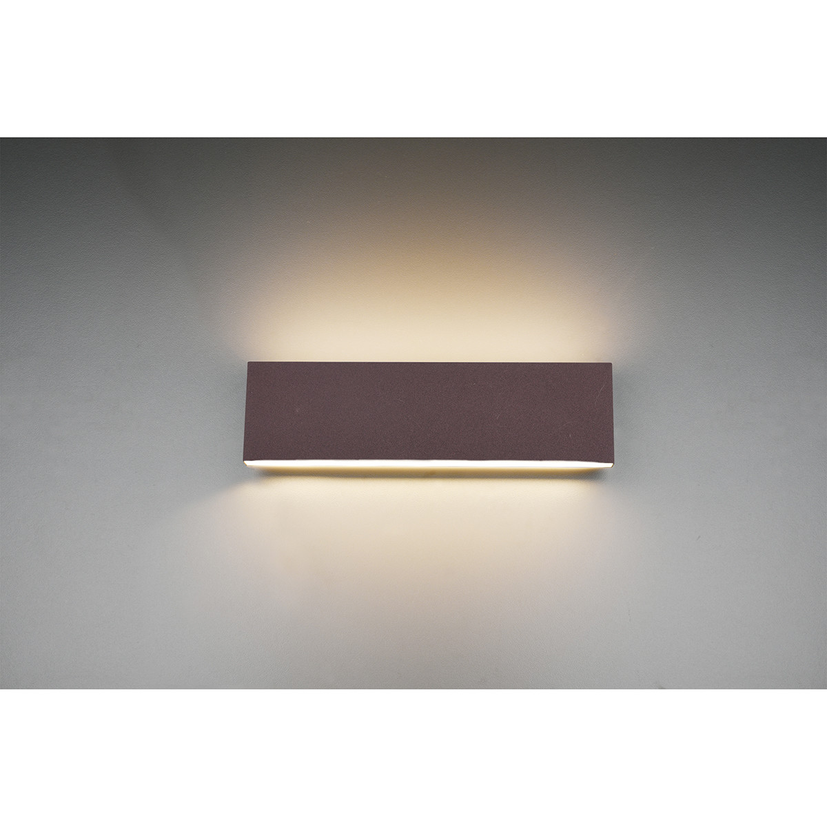 LED Wandlamp - Wandverlichting - Trion Concy - 12W - Warm Wit 3000K - Dimbaar - Rechthoek - Roestkleur - Aluminium