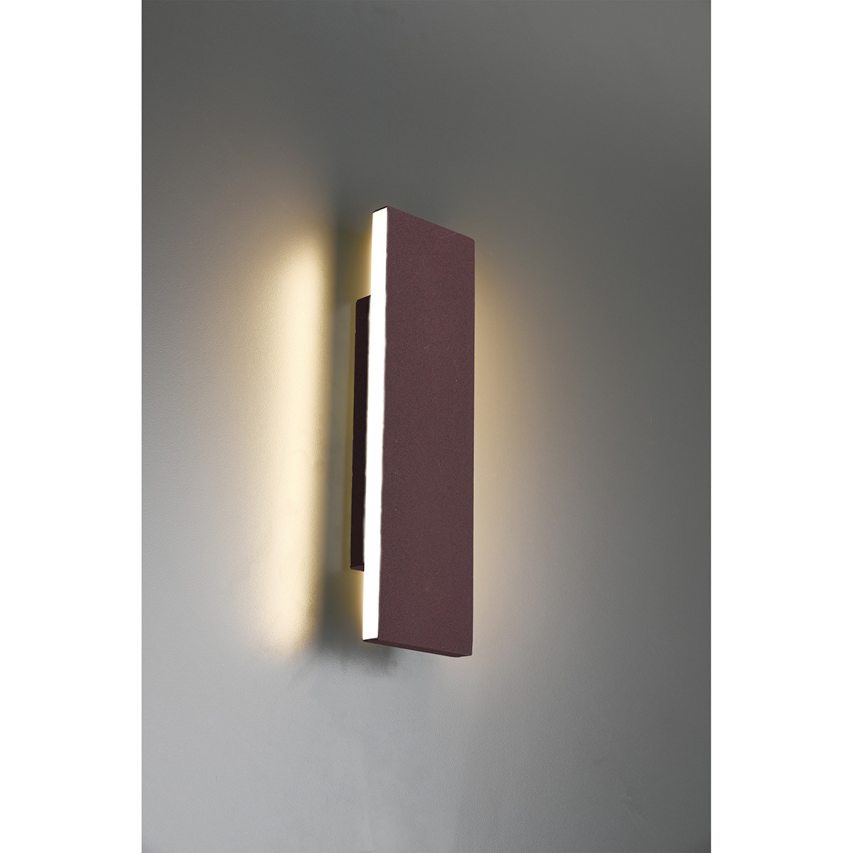 LED Wandlamp - Wandverlichting - Trion Concy - 12W - Warm Wit 3000K - Dimbaar - Rechthoek - Roestkleur - Aluminium