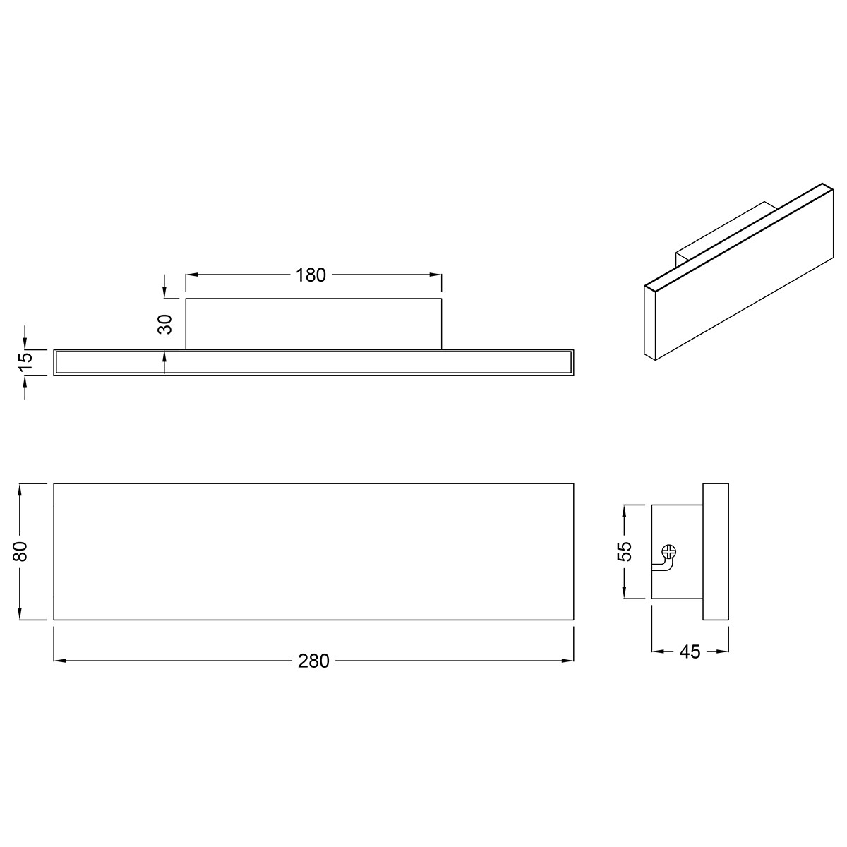 LED Wandlamp - Wandverlichting - Trion Concy - 12W - Warm Wit 3000K - Dimbaar - Rechthoek - Roestkleur - Aluminium