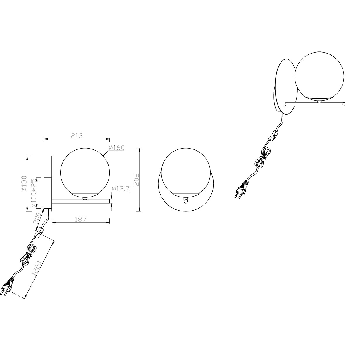 LED Wandlamp - Wandverlichting - Trion Pora - E14 Fitting - Rond - Mat Antraciet - Aluminium