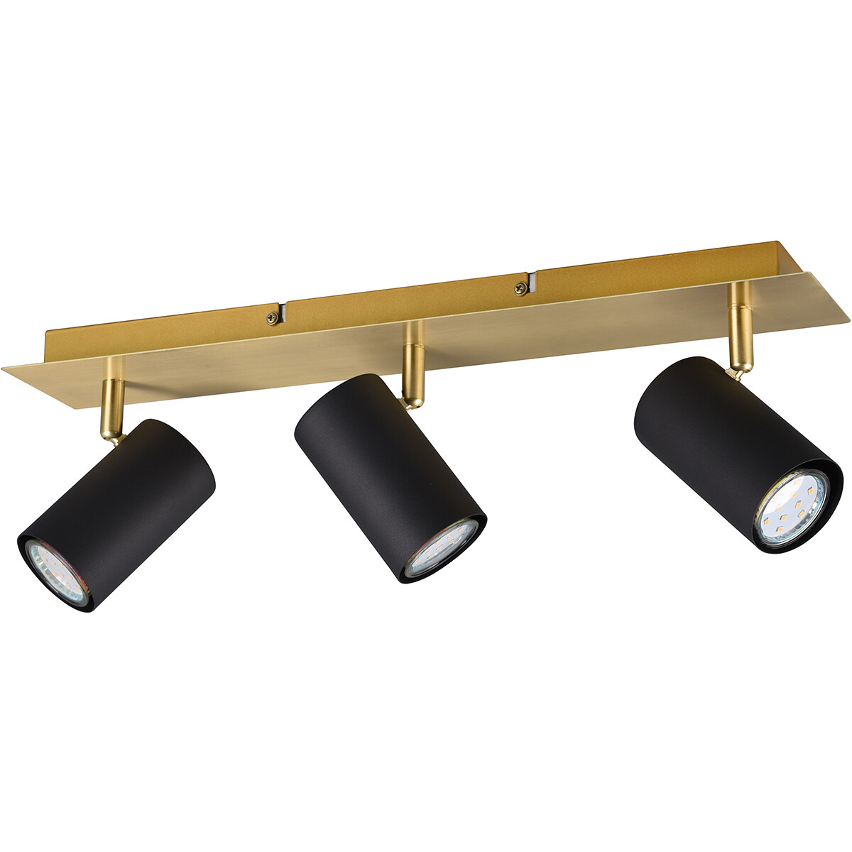 LED Plafondspot - Trion Milona - GU10 Fitting - 3-lichts - Rond - Mat Zwart/Goud - Aluminium