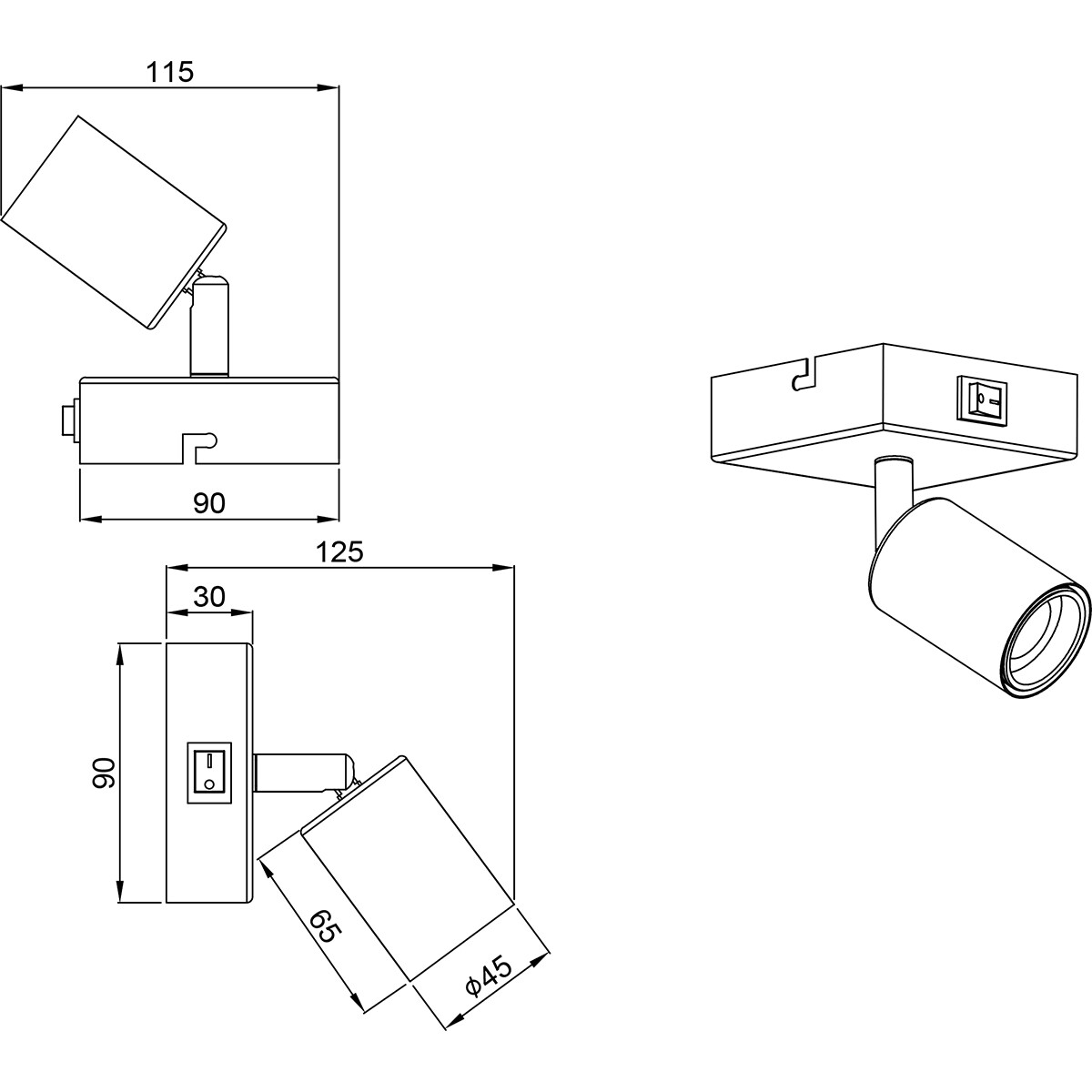 LED Wandspot - Trion Zuncka - E27 Fitting - Vierkant - Mat Nikkel – Aluminium