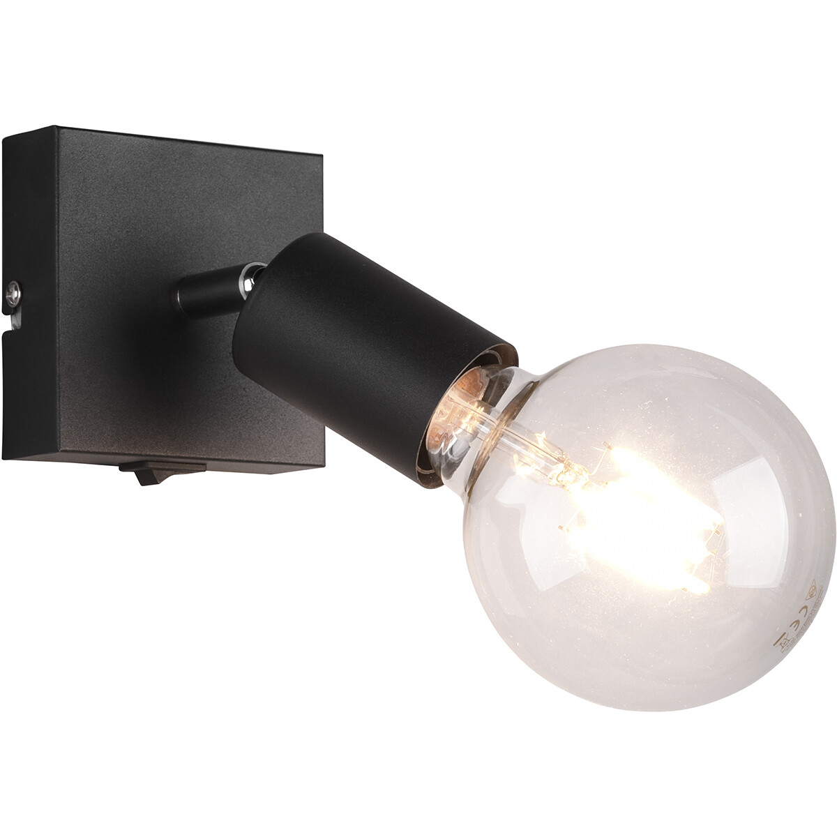 LED Wandspot - Trion Zuncka - E27 Fitting - Vierkant - Mat Zwart - Aluminium