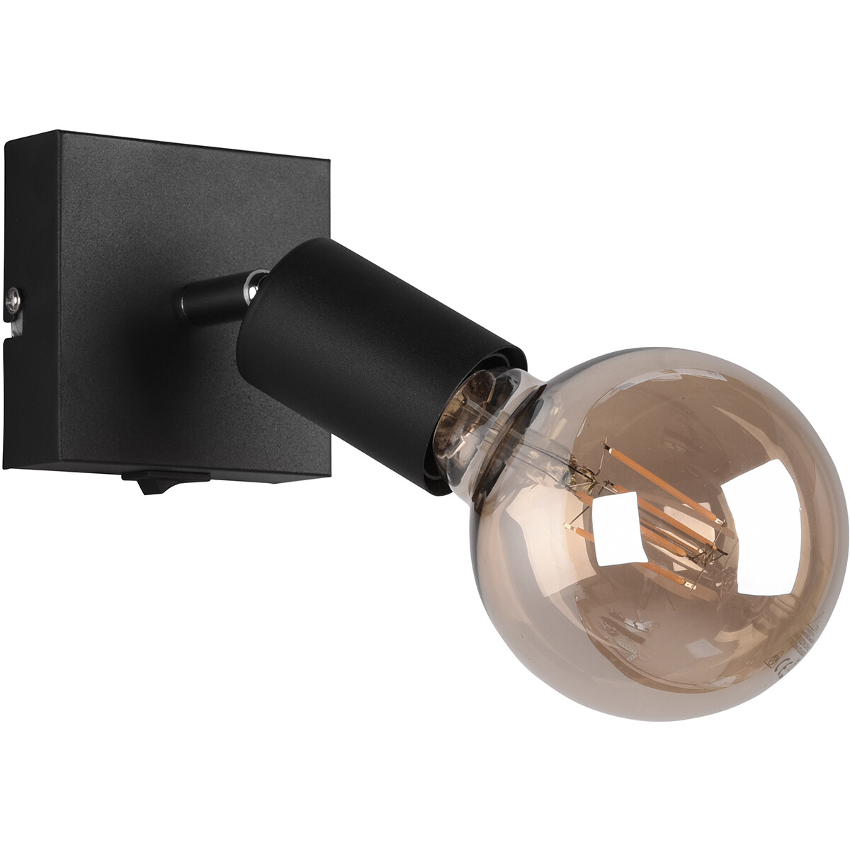 LED Wandspot - Trion Zuncka - E27 Fitting - Vierkant - Mat Zwart - Aluminium