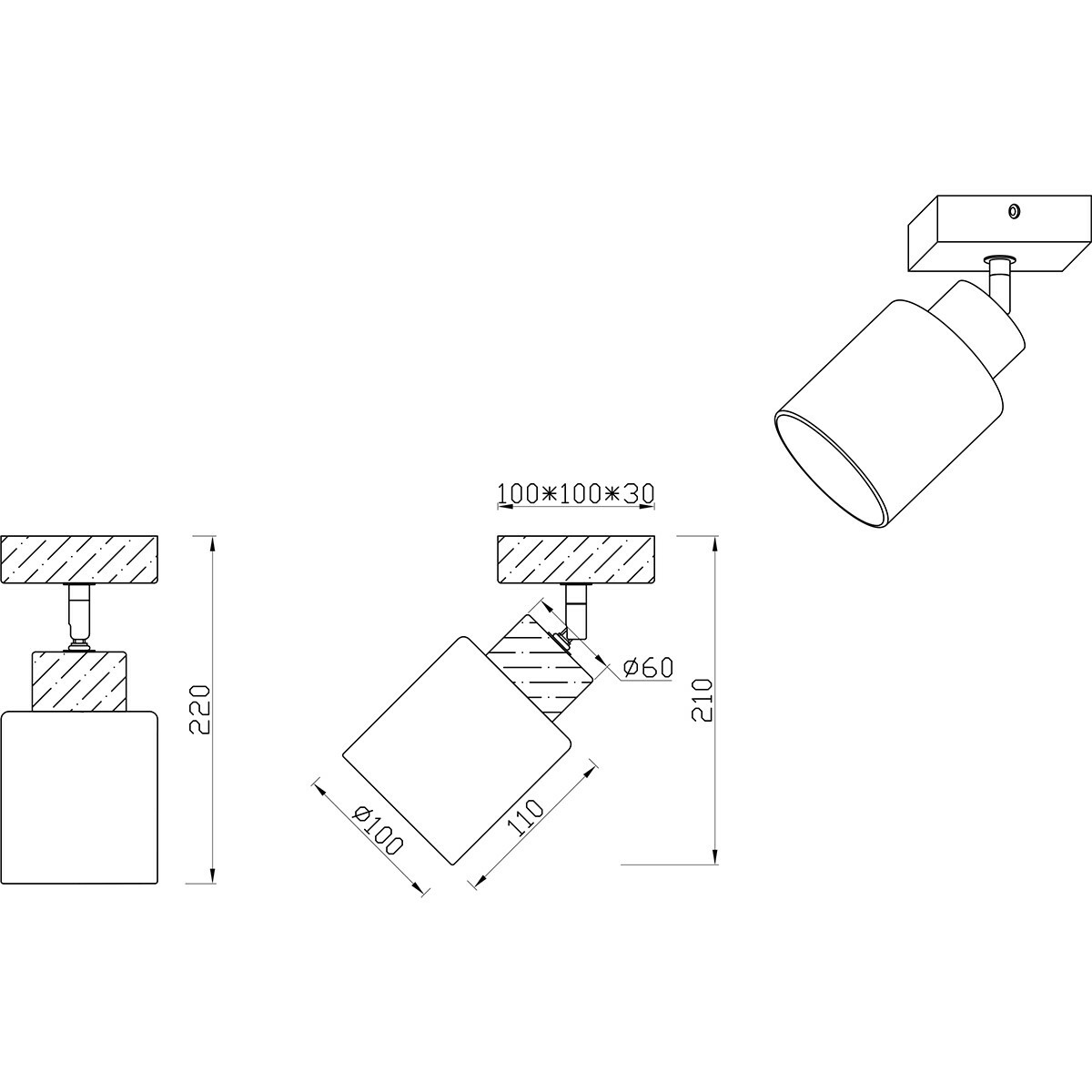 LED Wandspot - Wandverlichting - Trion Asmara - E14 Fitting - Vierkant - Mat Bruin - Hout