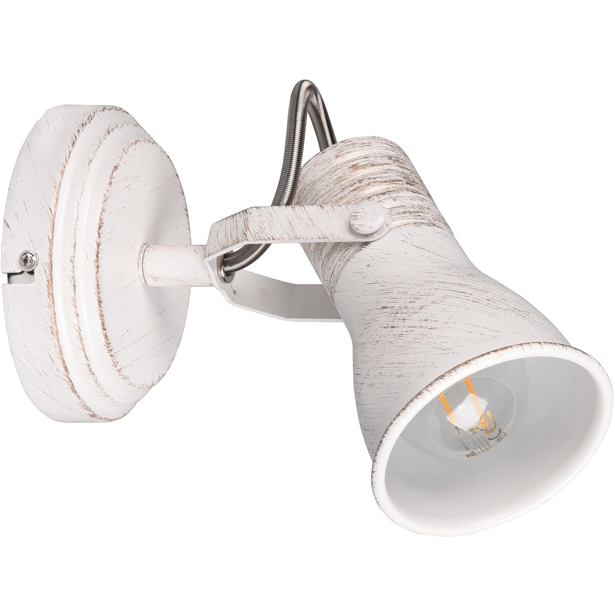 LED Wandspot - Wandverlichting - Trion Sanita - E14 Fitting - 1-lichts - Rond - Antiek Wit - Aluminium