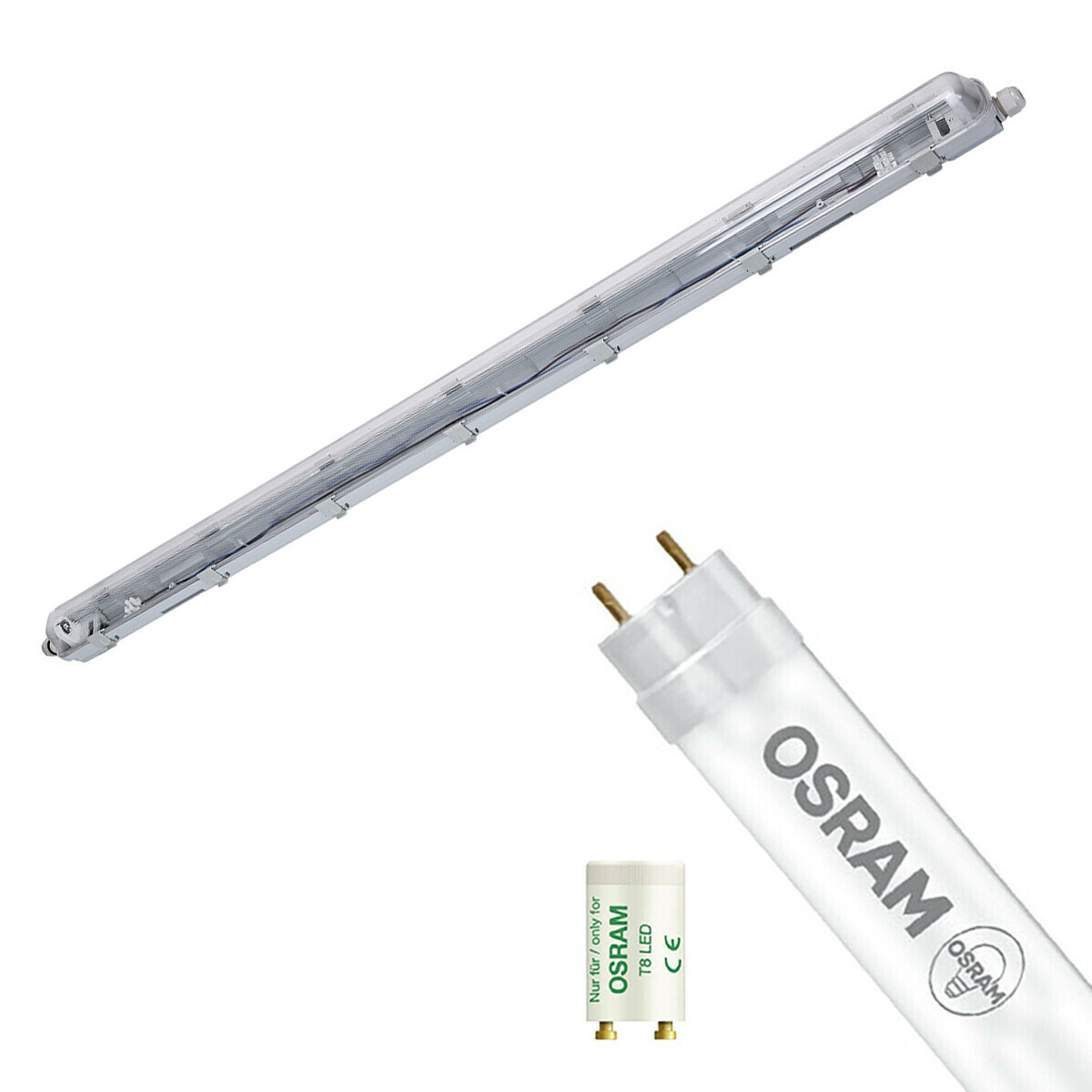 LED Waterdichte TL Armatuur met T8 Buis - Velvalux Strela - 120cm - Enkel - Koppelbaar - Waterdicht IP65 - OSRAM - SubstiTUBE Value EM 840 - 16.2W - Natuurlijk Wit 4000K | Vervangt 36W